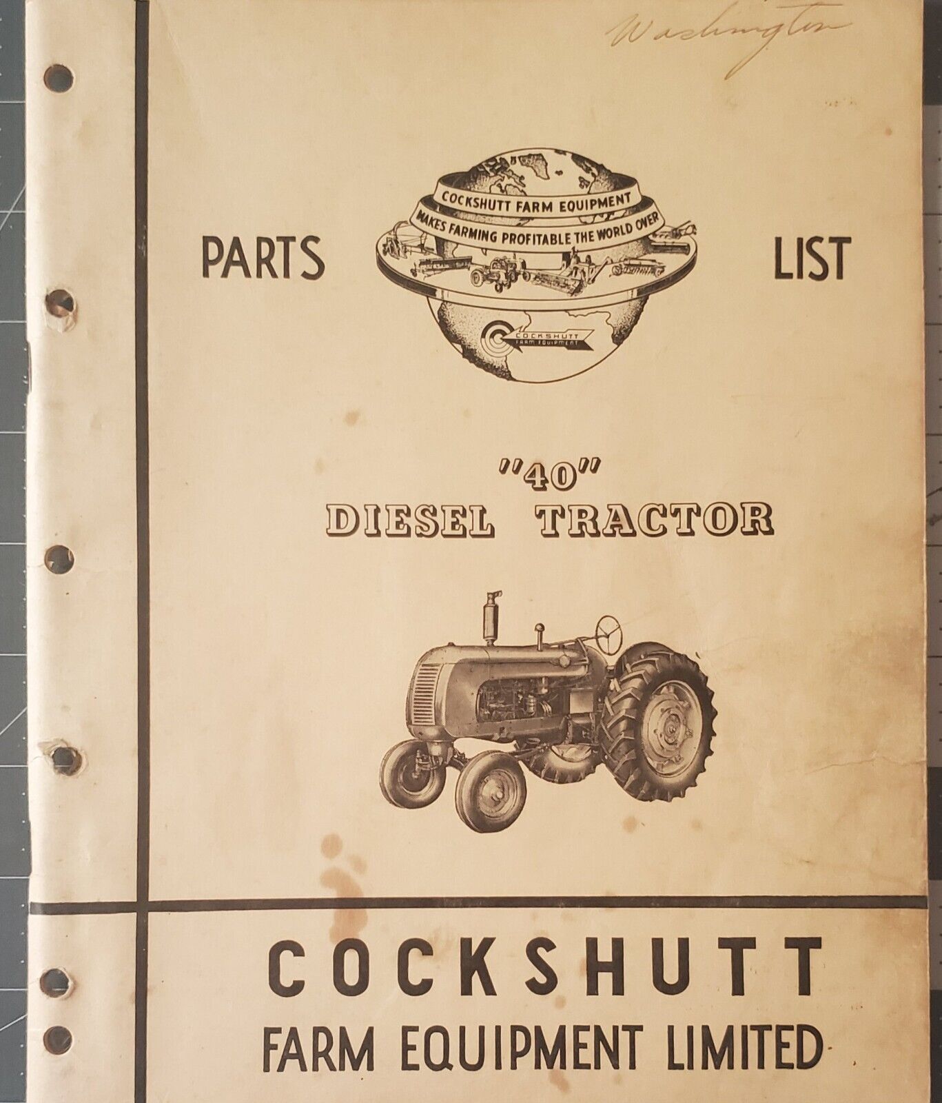 1953 Cockshutt Model 40 Diesel Tractor Parts Book