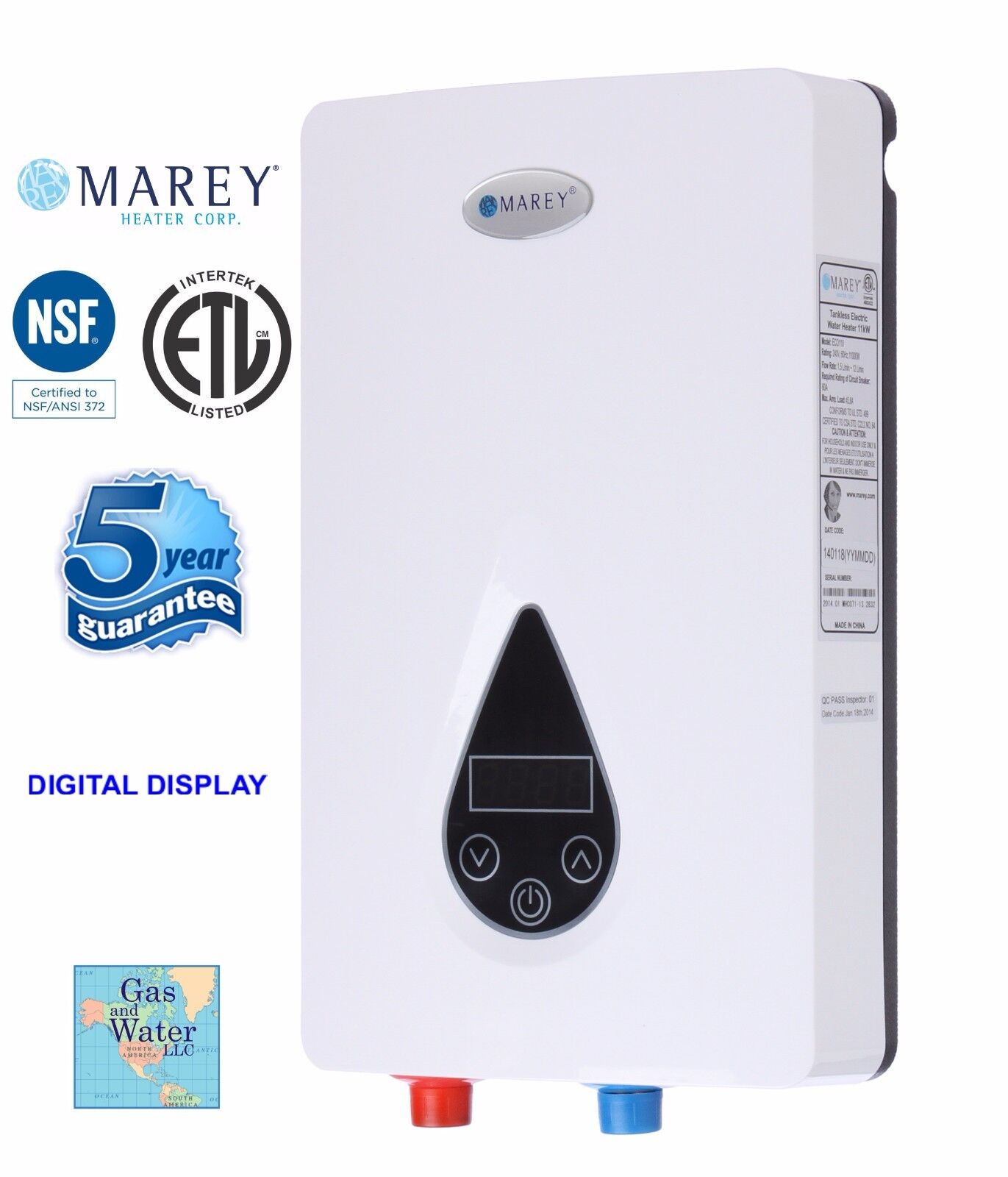 Electric Tankless Water Heater Digital Panel 12.6 KW 220/240V ZECO110