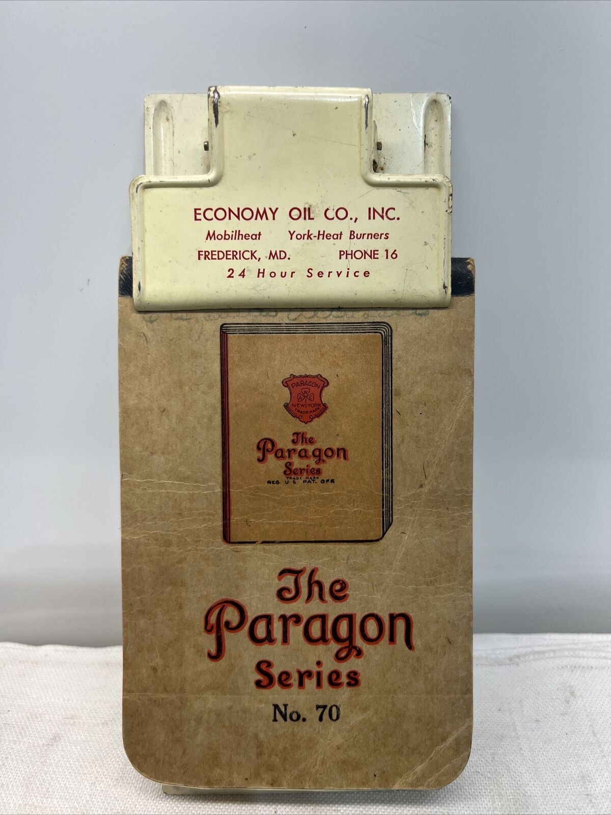 Vintage ECONOMY Oil Co. Frederick Maryland Heavy Duty Metal Clipboard RARE