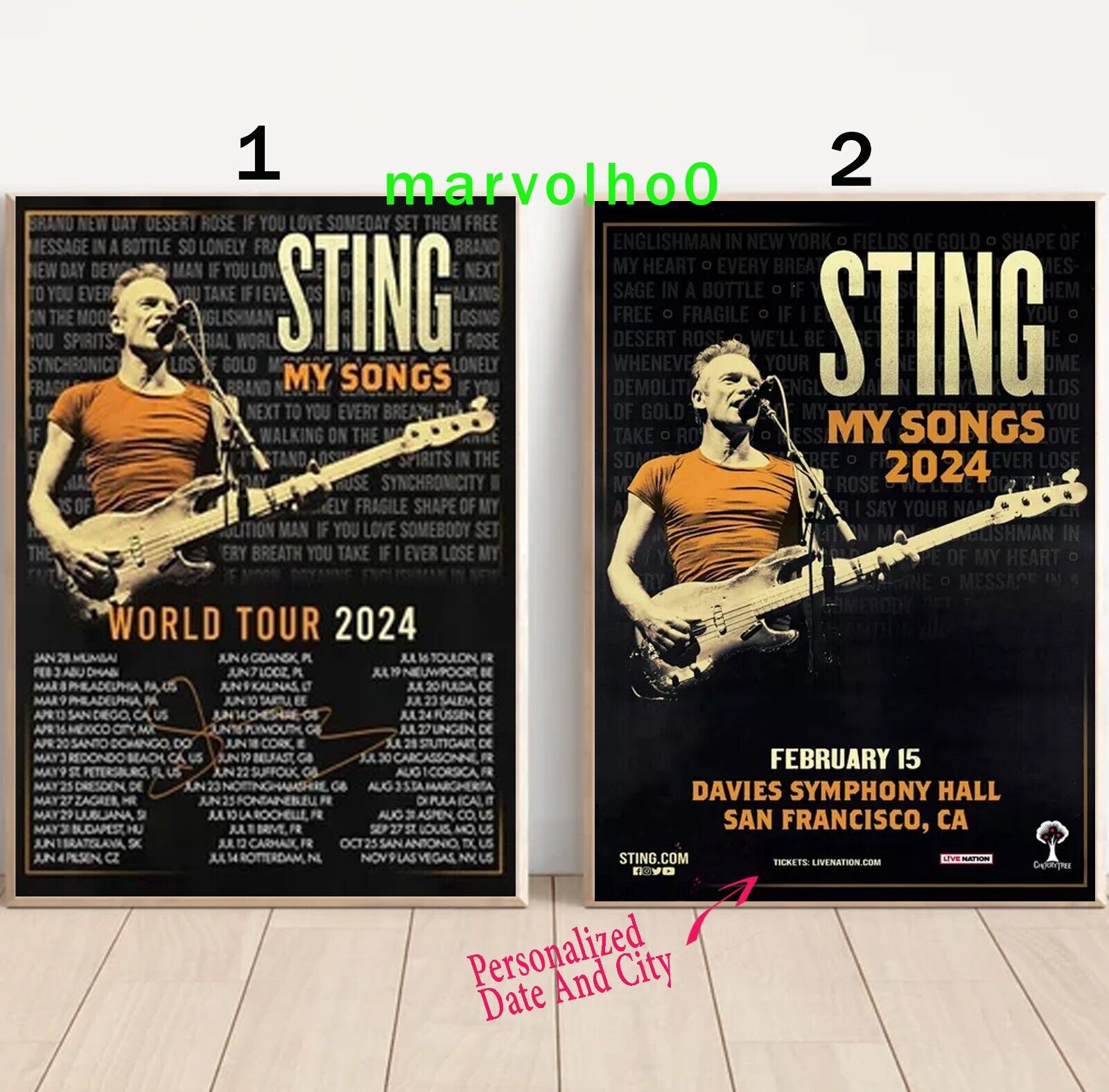 Custom Sting My Songs World Tour Sting Tour 2024 poster