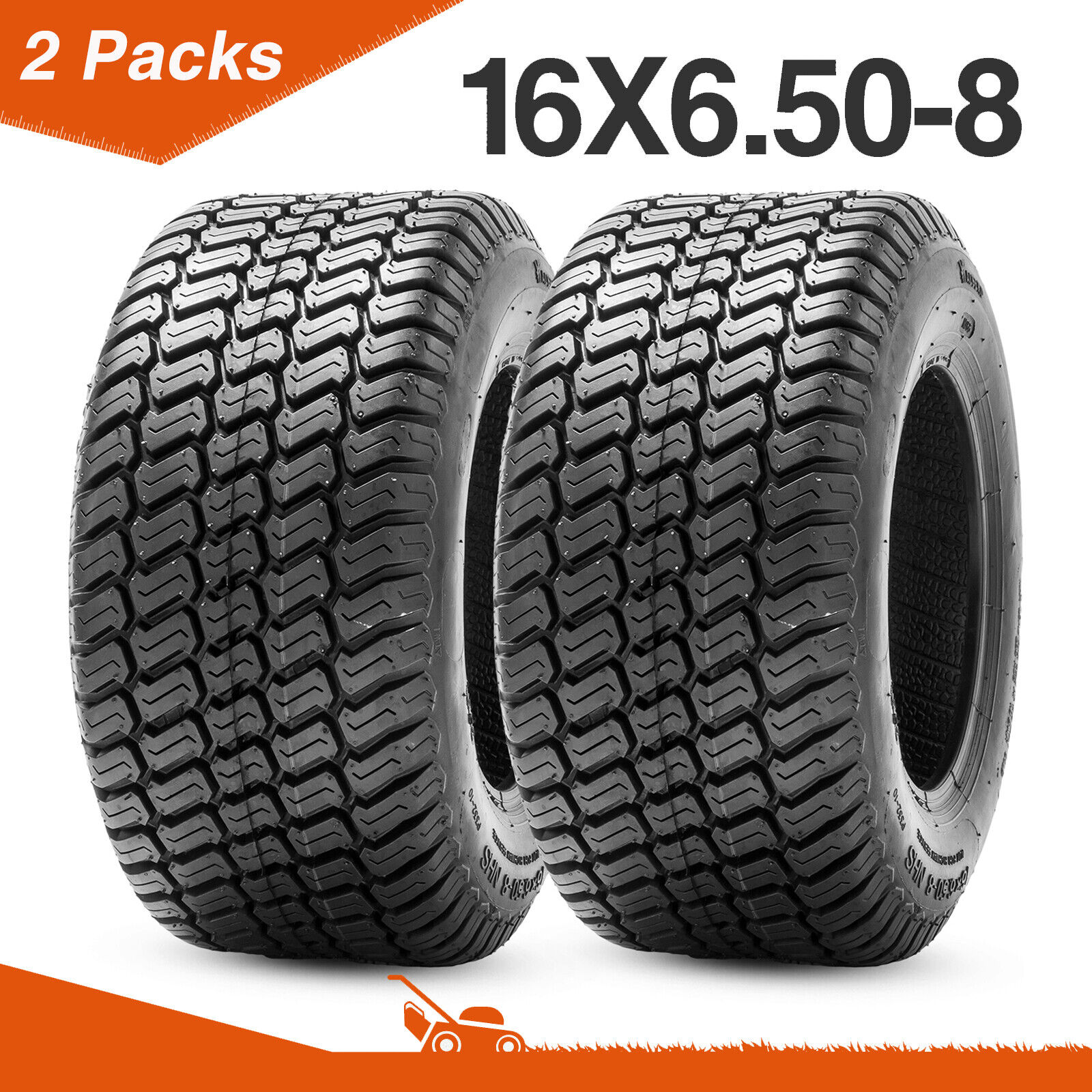 Set 2 16x6.50-8 Lawn Mower Tires 16x6.5x8 4Ply Turf Mower Tractor Tyres Tubeless