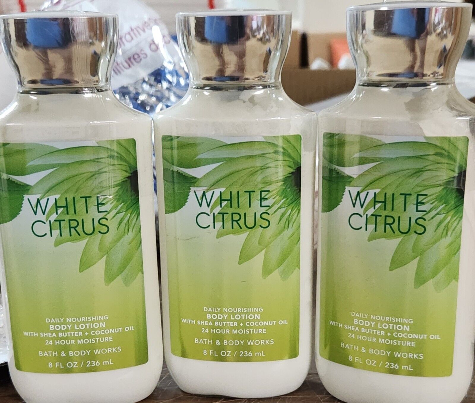 WHITE CITRUS  LOT OF 3 FULL SIZE BOTTLE LOTIONS BATH AND BODY WORKS SET x3