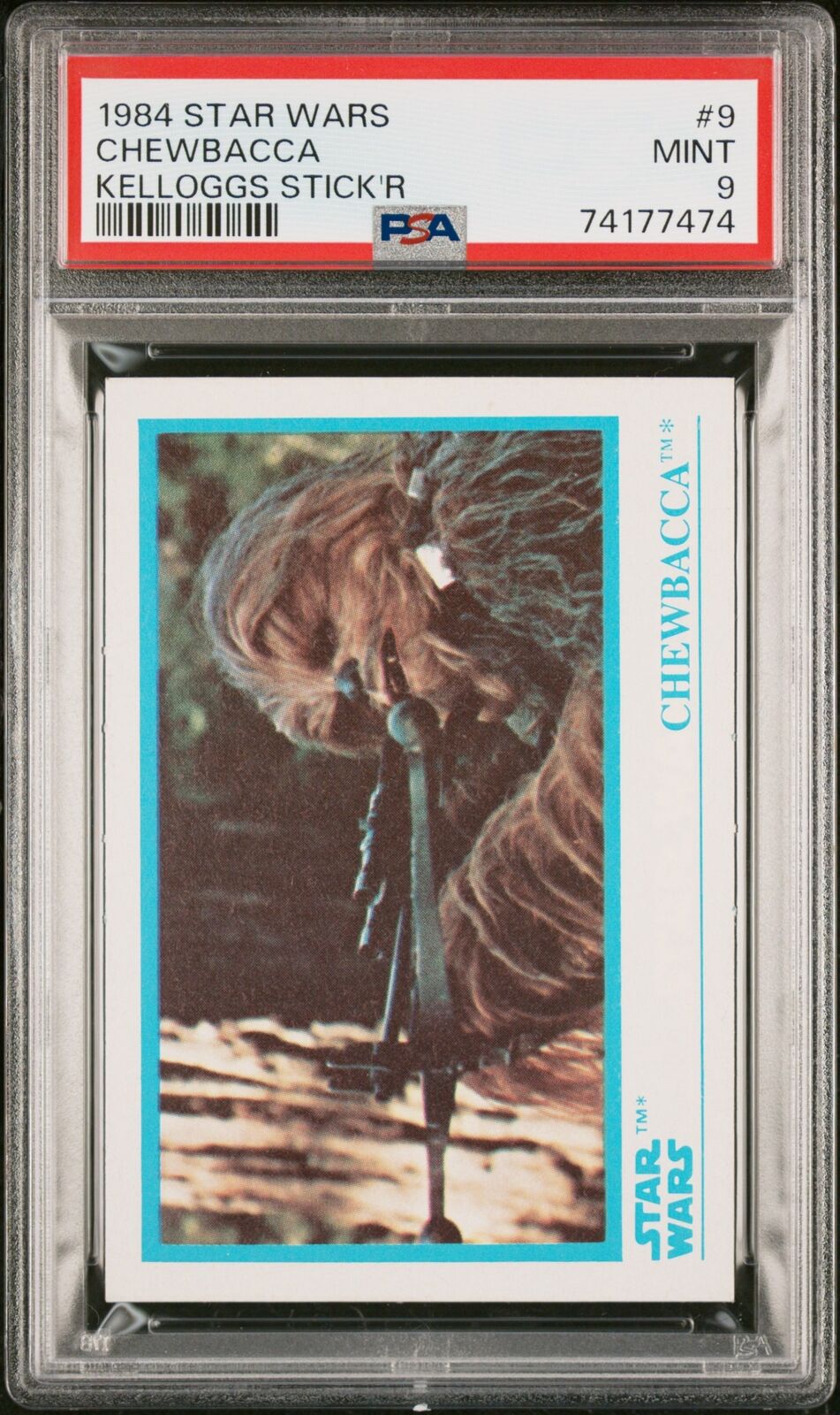 1984 Star Wars Kelloggs Stick\'R Chewbacca #9 PSA 9 Mint Low Pop