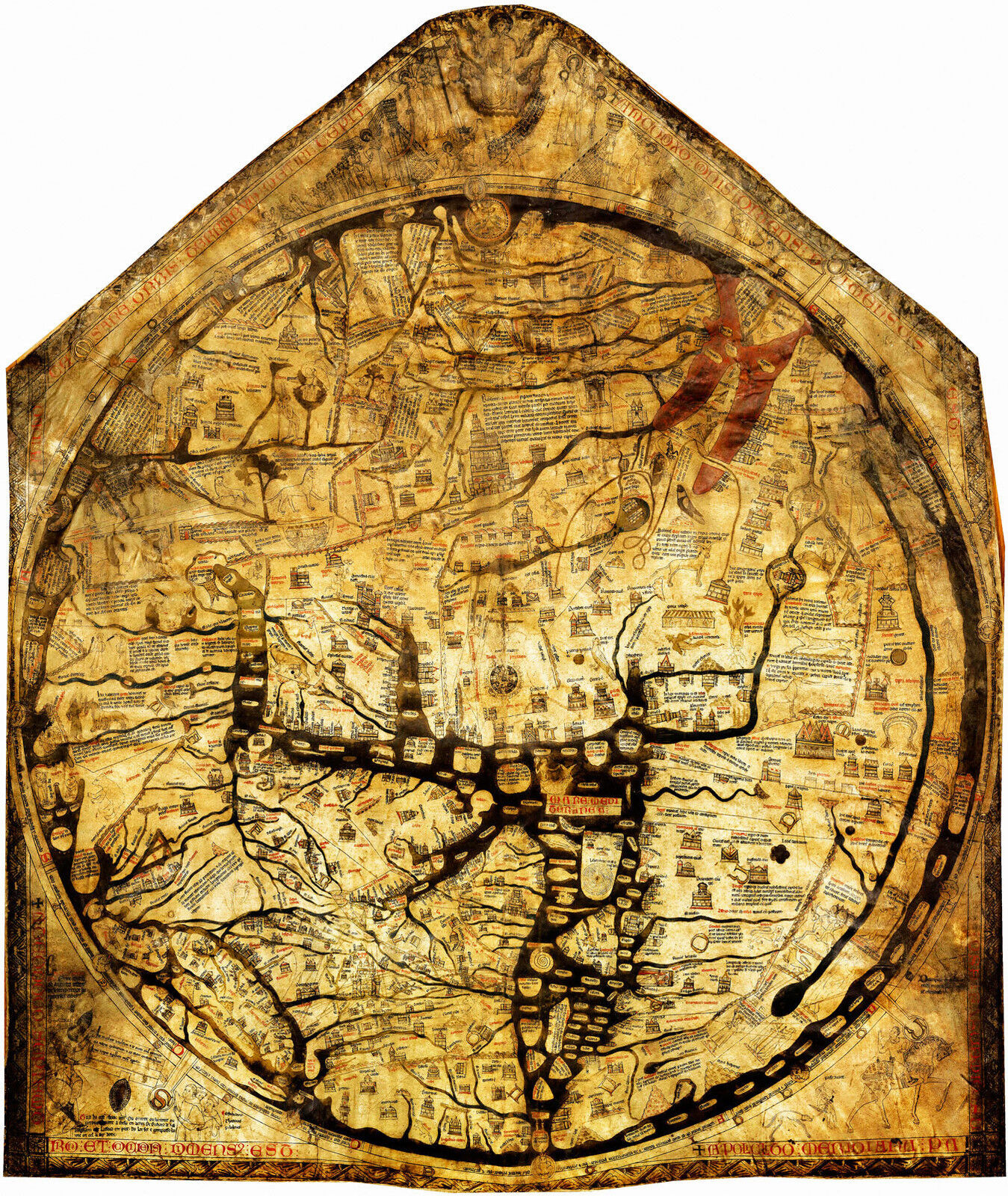 1300 Hereford Mappa Mundi World Map Medieval Vintage History Wall Art Poster