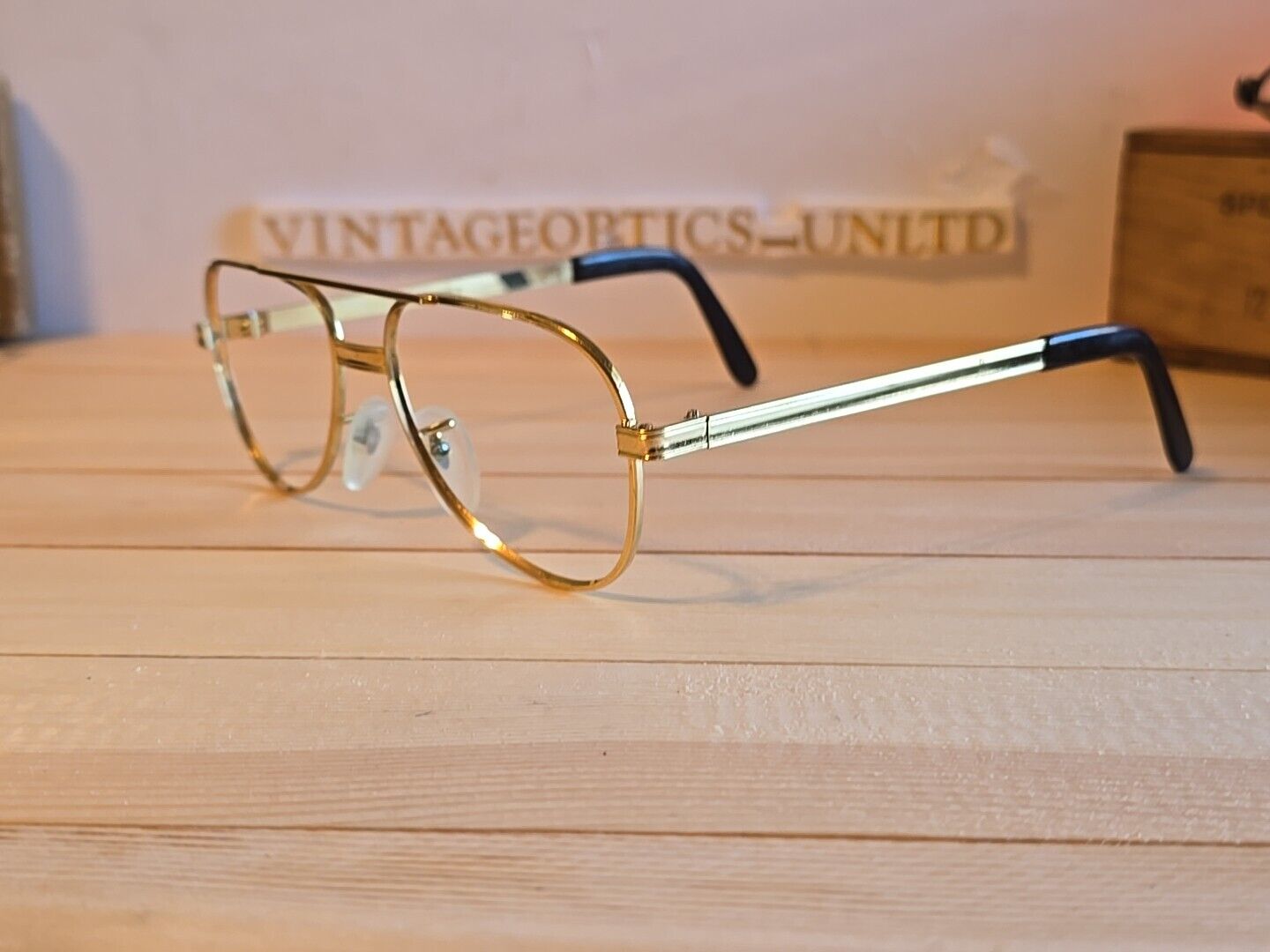 Titmus Z87-TO 1970s Gold Aviator Safety Glasses Frame. Unused. Mint Condition.