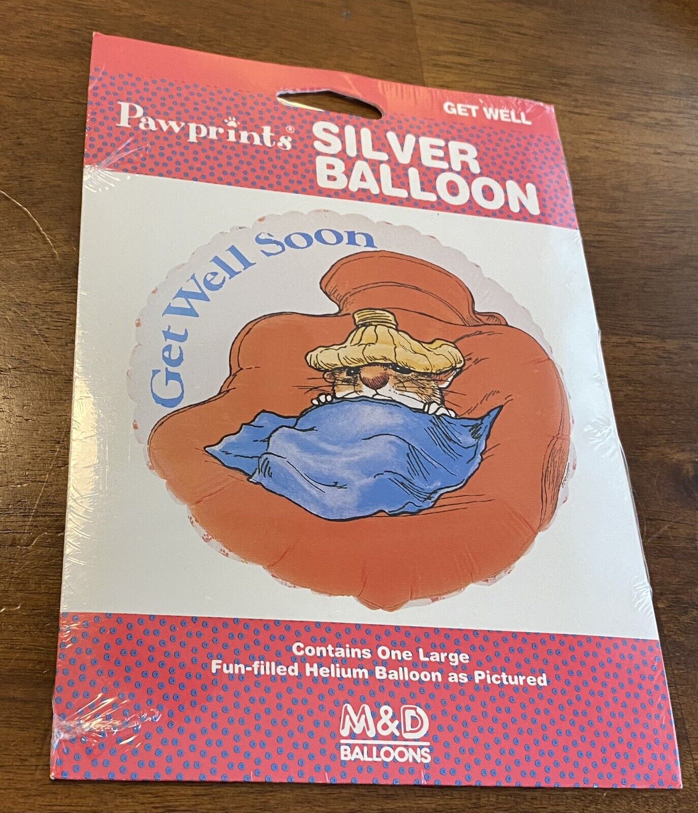 RARE M&D Balloons Pawprints Silver Balloon Get Well Soon New