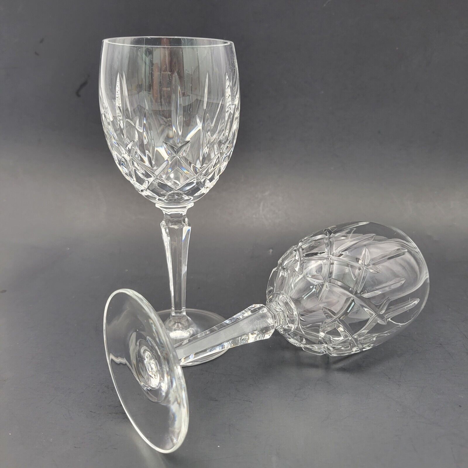 Set Two Gorham Crystal Lady Anne Stemmed Goblet/Wine Water Glasses 6 7/8\
