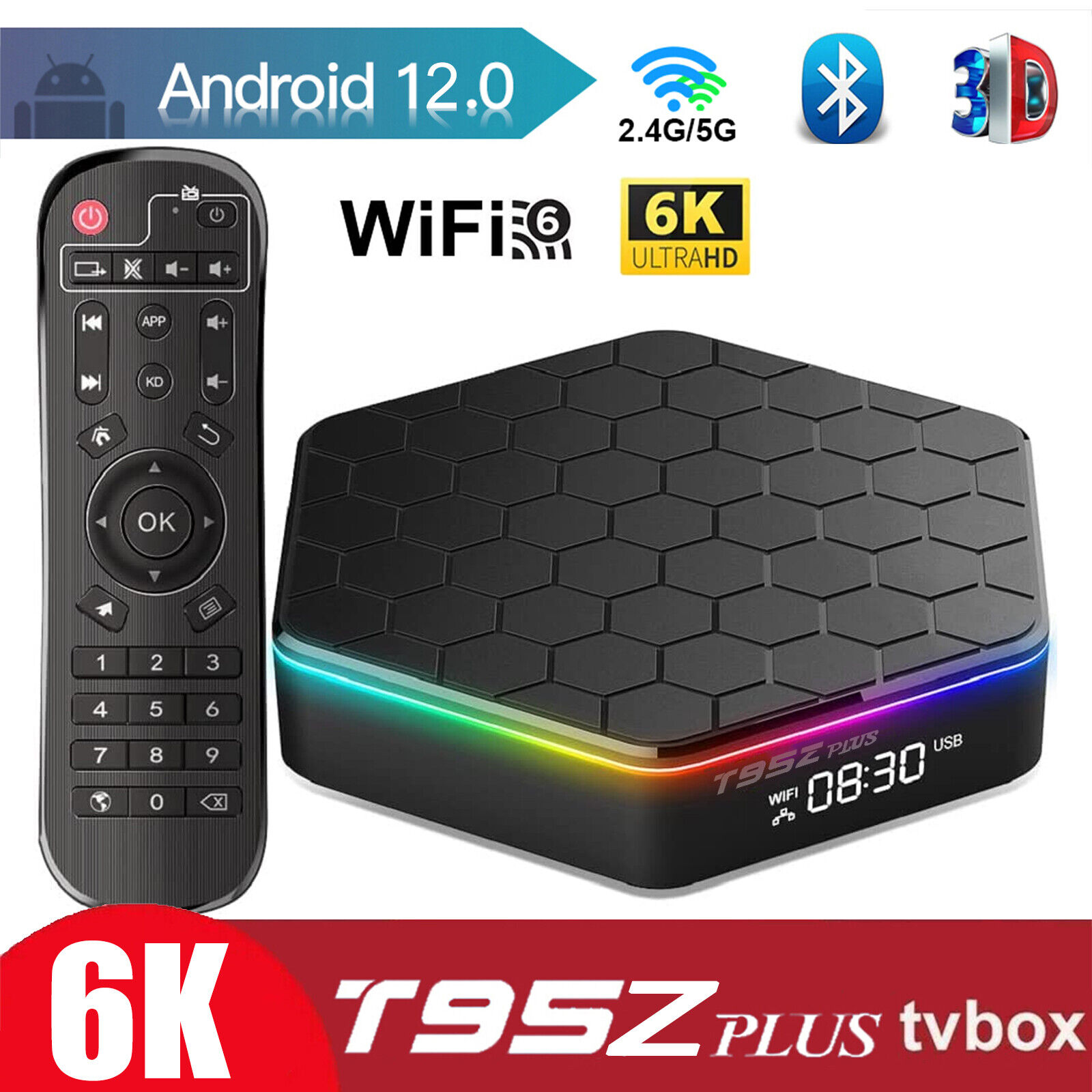 2023 Upgraded T95Z Plus Smart Android 12.0 TV Box Quad Core 6K HD Stream Player