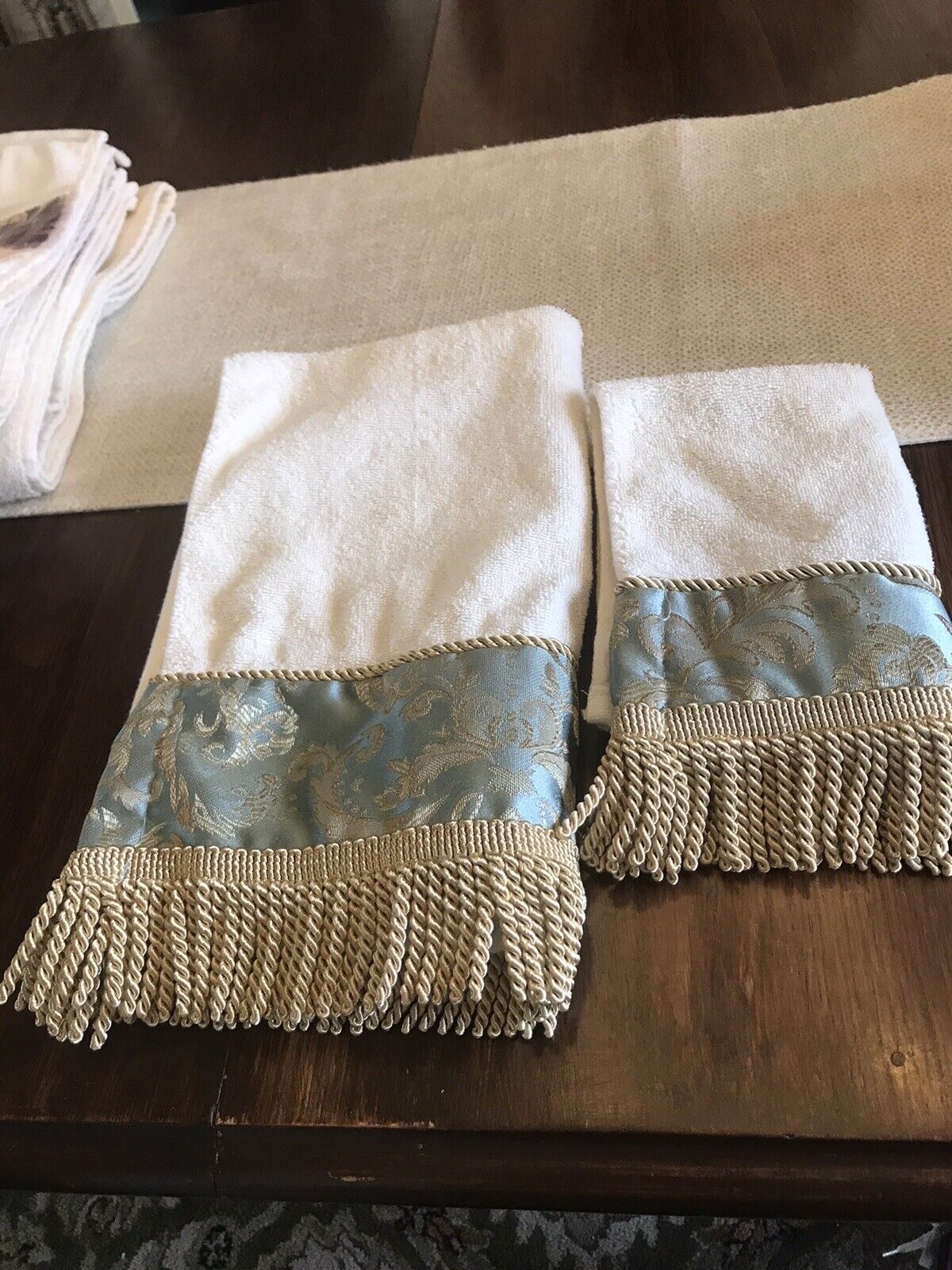 Two (2) Croscill  Napoleon Hand Towels Fringed