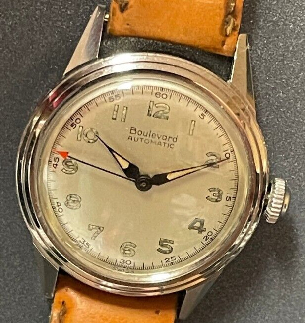 Vintage 1940\'s WWII Boulevard Men\'s Automatic Military Watch 17 Jewels- ETA 1256