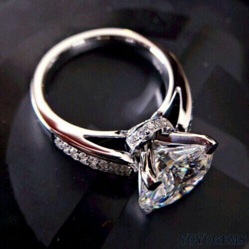 3.50 CT Round Cut VVS1 Moissanite Solitaire Engagement Ring Solid 14K White Gold
