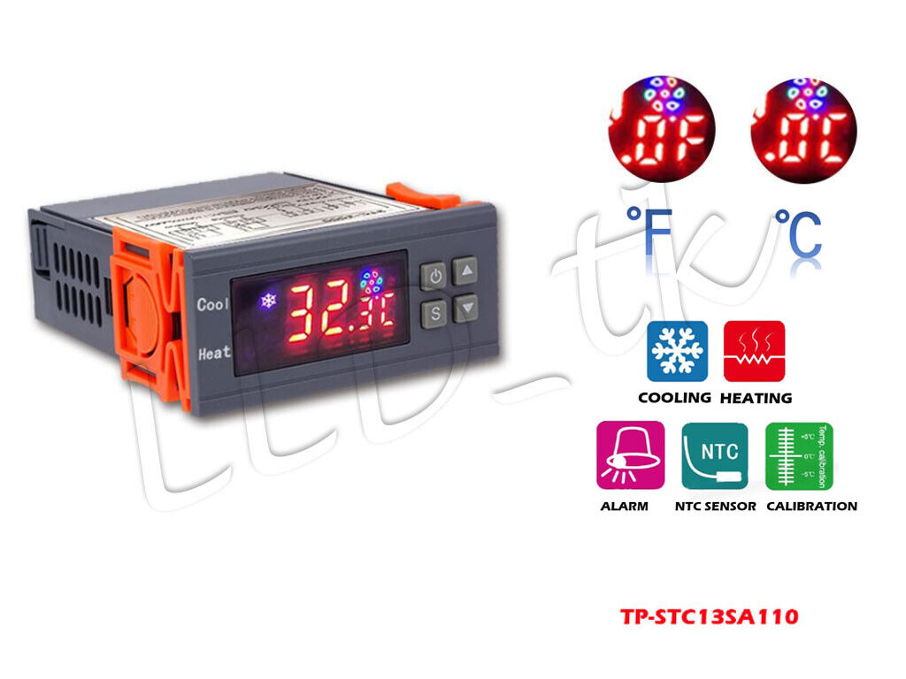 10A 110V Digital Temperature Controller Temp Sensor Thermostat Control Relay US