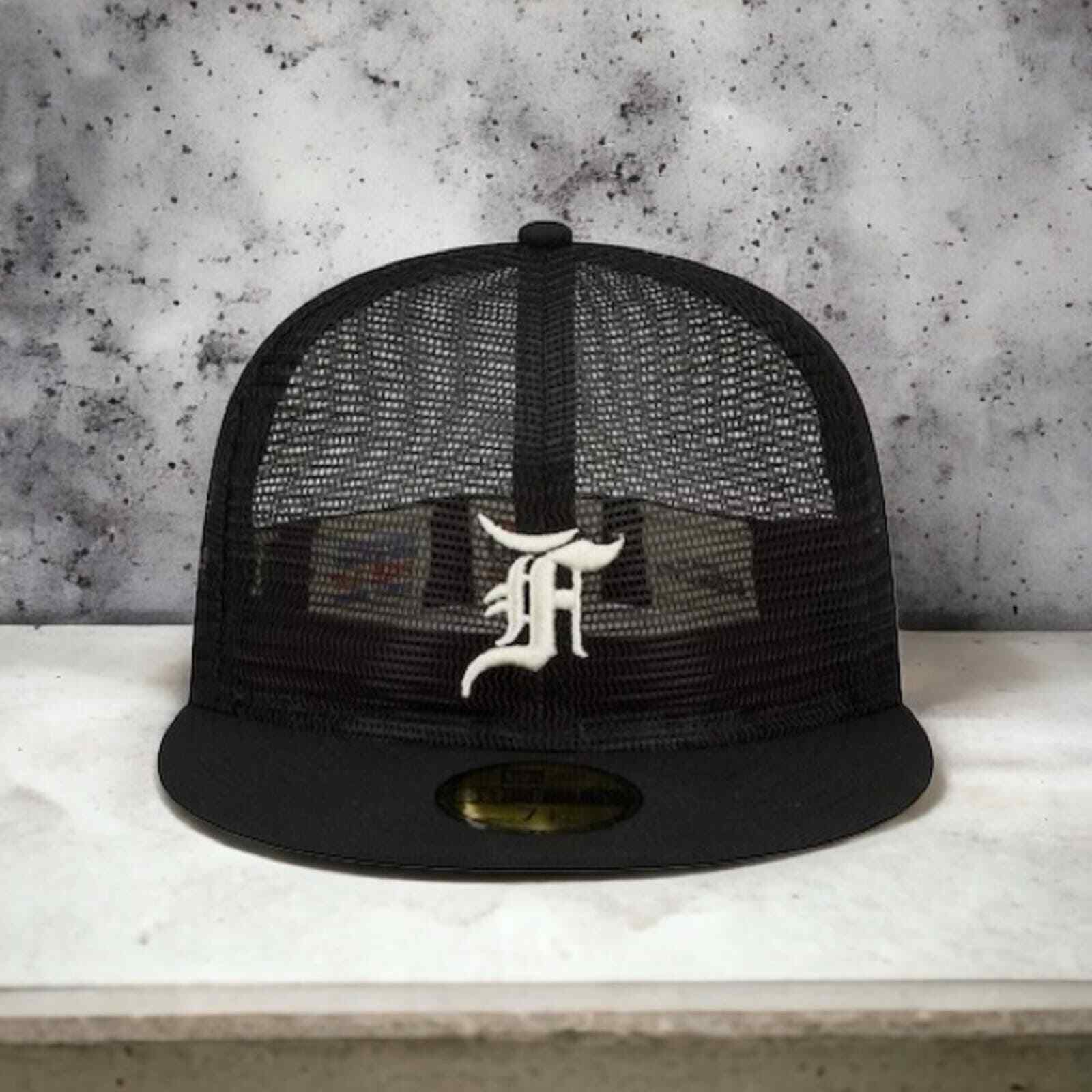 NWT New Era x Fear of God Mesh 59FIFTY MLB Fitted Hat Black Size 7 3/8 MSRP $65