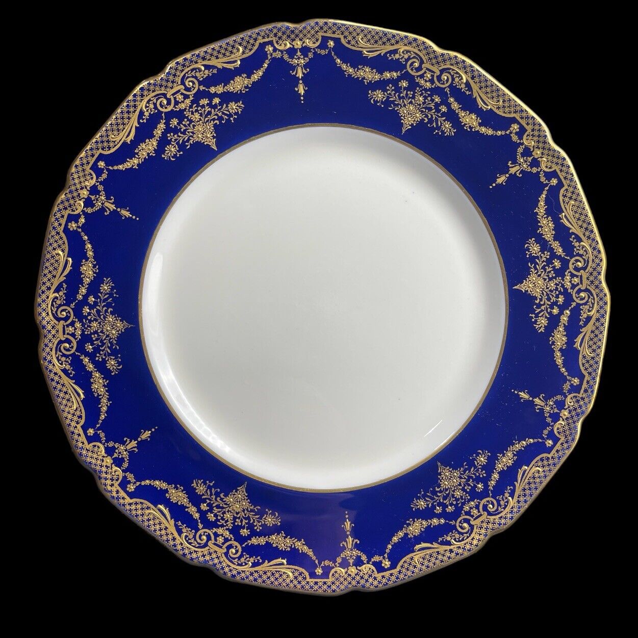 Antique Royal Doulton Cobalt Blue w Raised Gold Cabinet Plate