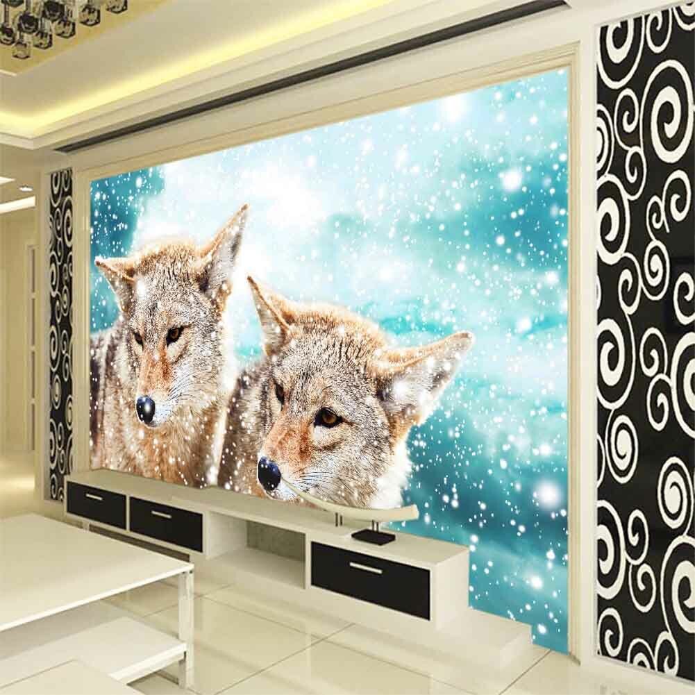 Beautiful Snow Wolf Full Wall Mural Photo Wallpaper Printing 3D Decor Kid Home