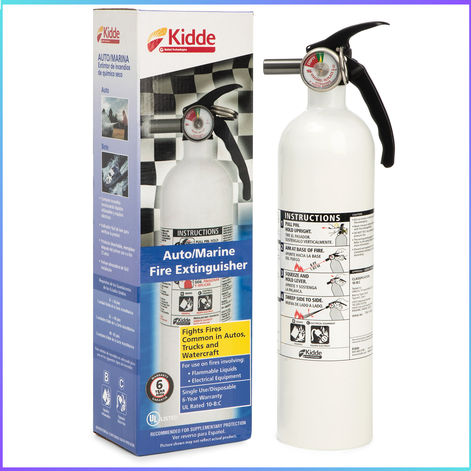 Kidde Auto/Marine UL Rating 10-B:C Fire Extinguisher - White (21029372)