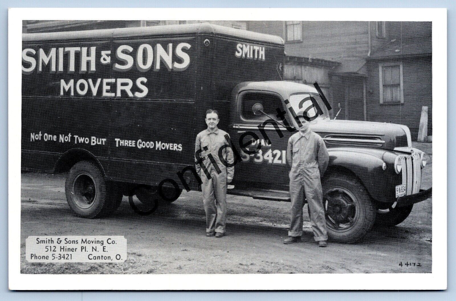 Early Moving Truck And Men Of Smith & Sons Moving Co At Canton Ohio OH G177