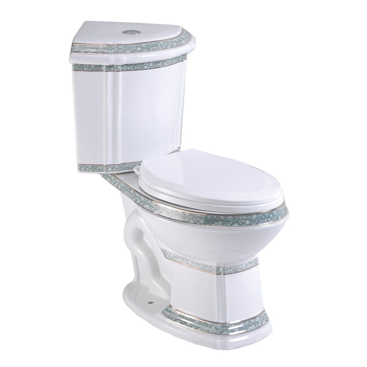 Corner Elongated Two Piece Dual Flush Bathroom Toilet India Reserve Design