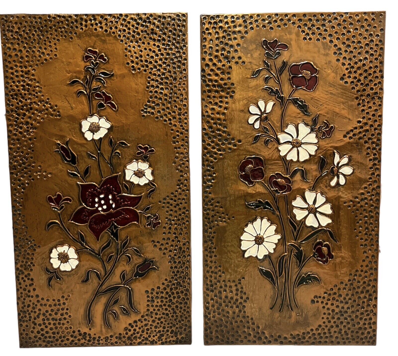 Vintage Floral Copper Tin Wall Hanging