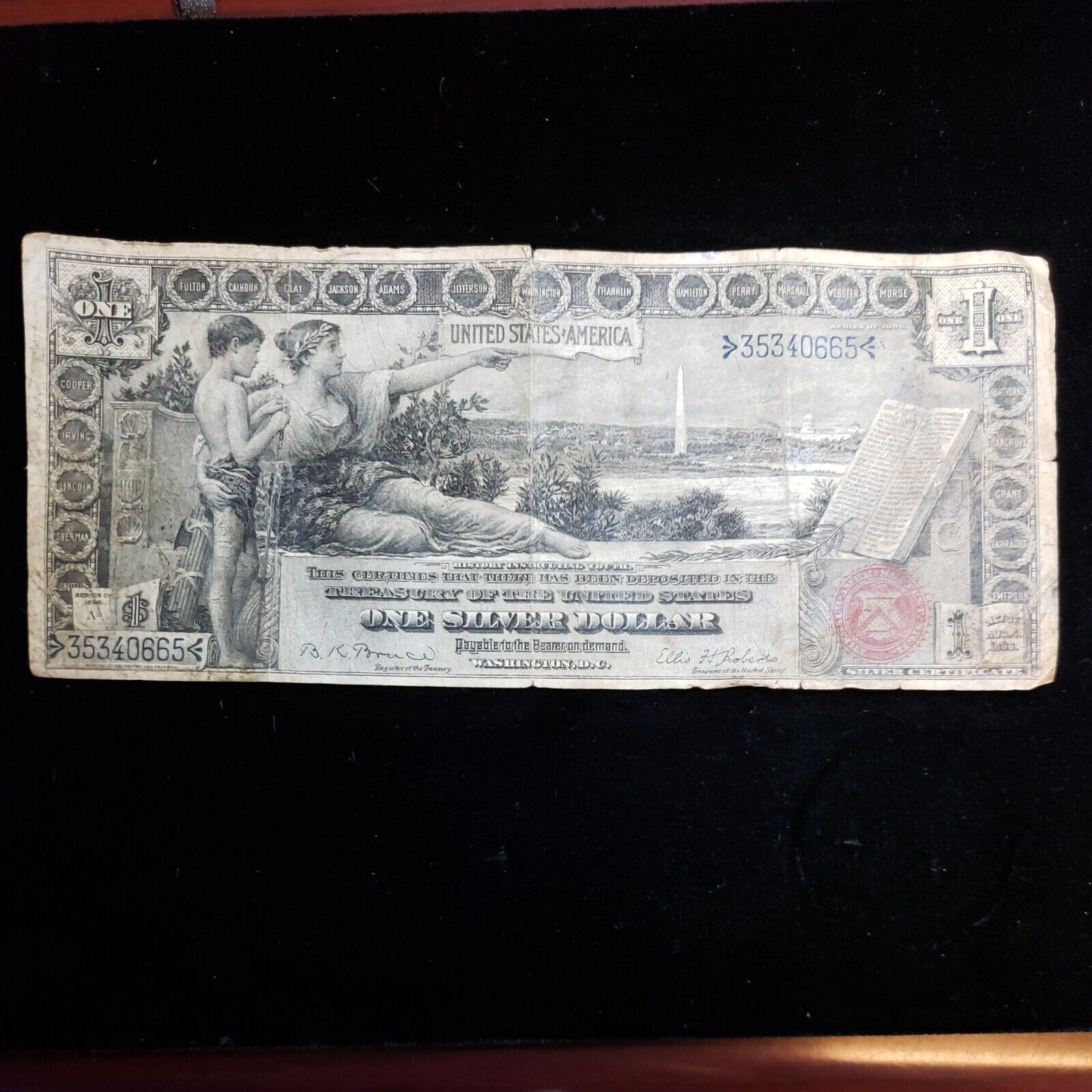 $1.00 Educational Note. F-225. Silver certificate. Series 1896. (CB-094)