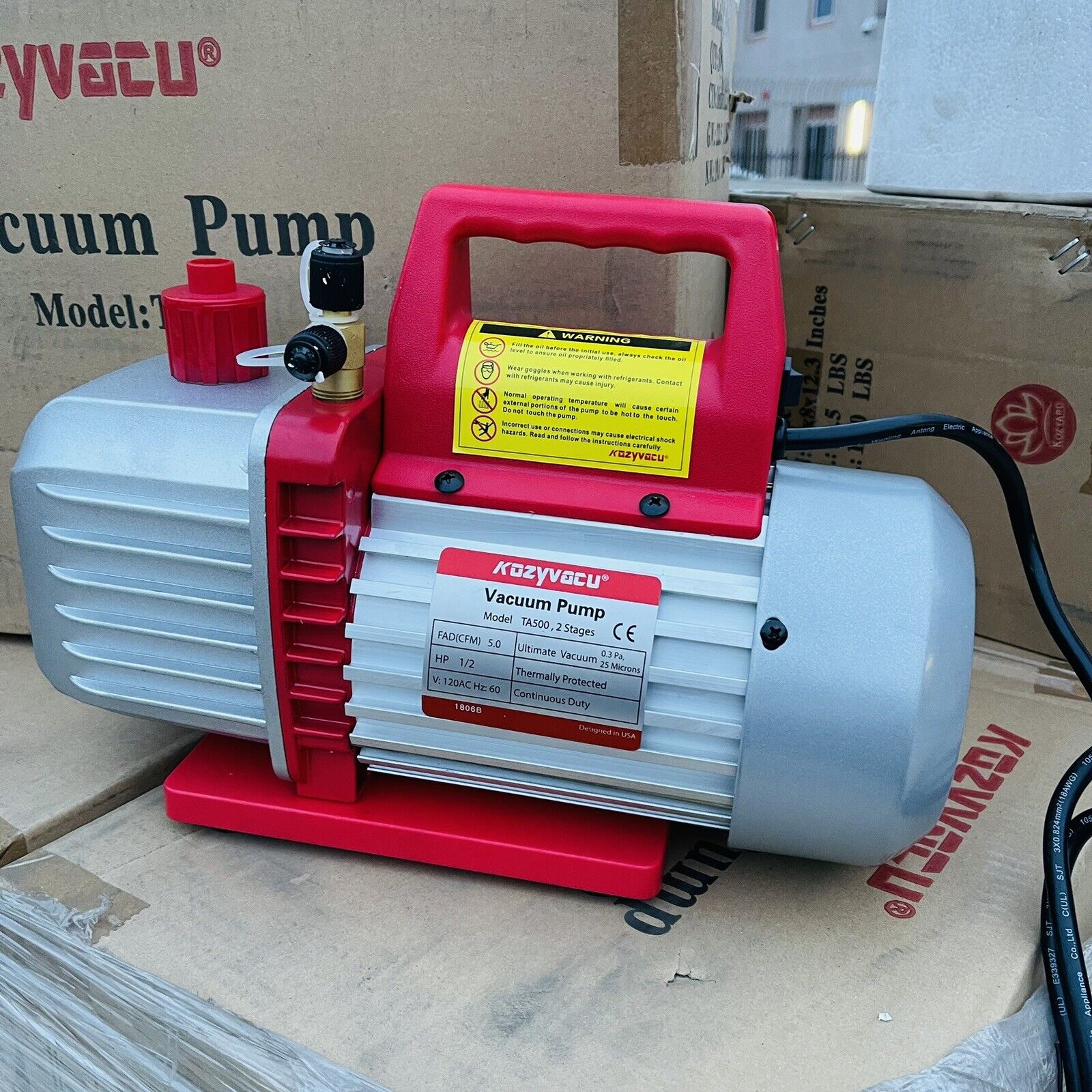 Dual-Stage Rotary Vane Vacuum Pump for HVAC/Auto AC Refrigerant Kozyvacu TA500