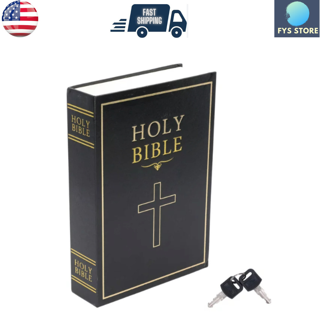 Real Paper Steel Book Booksafe with Key Lock Hidden Safe Holy Bible Cash Box