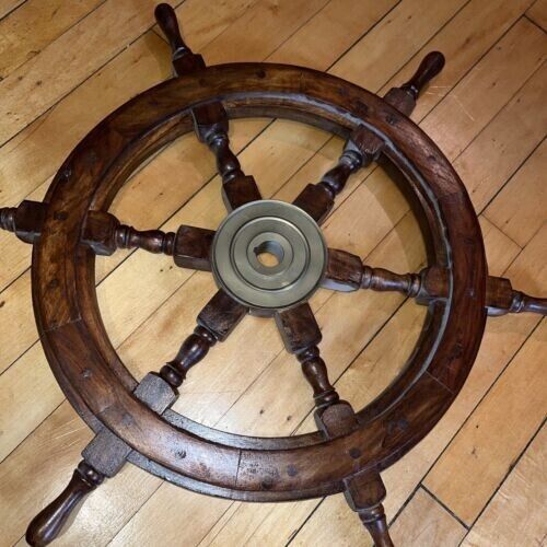 Vintage Ships Wheel Maritime light brass Antique Helm Sailing Collectivises 24\'\'
