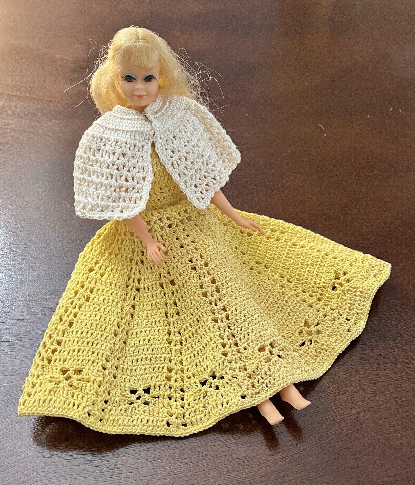 Vintage Mattel Twist n Turn Barbie PJ Doll Rooted Eyelashes Blonde Japan Crochet