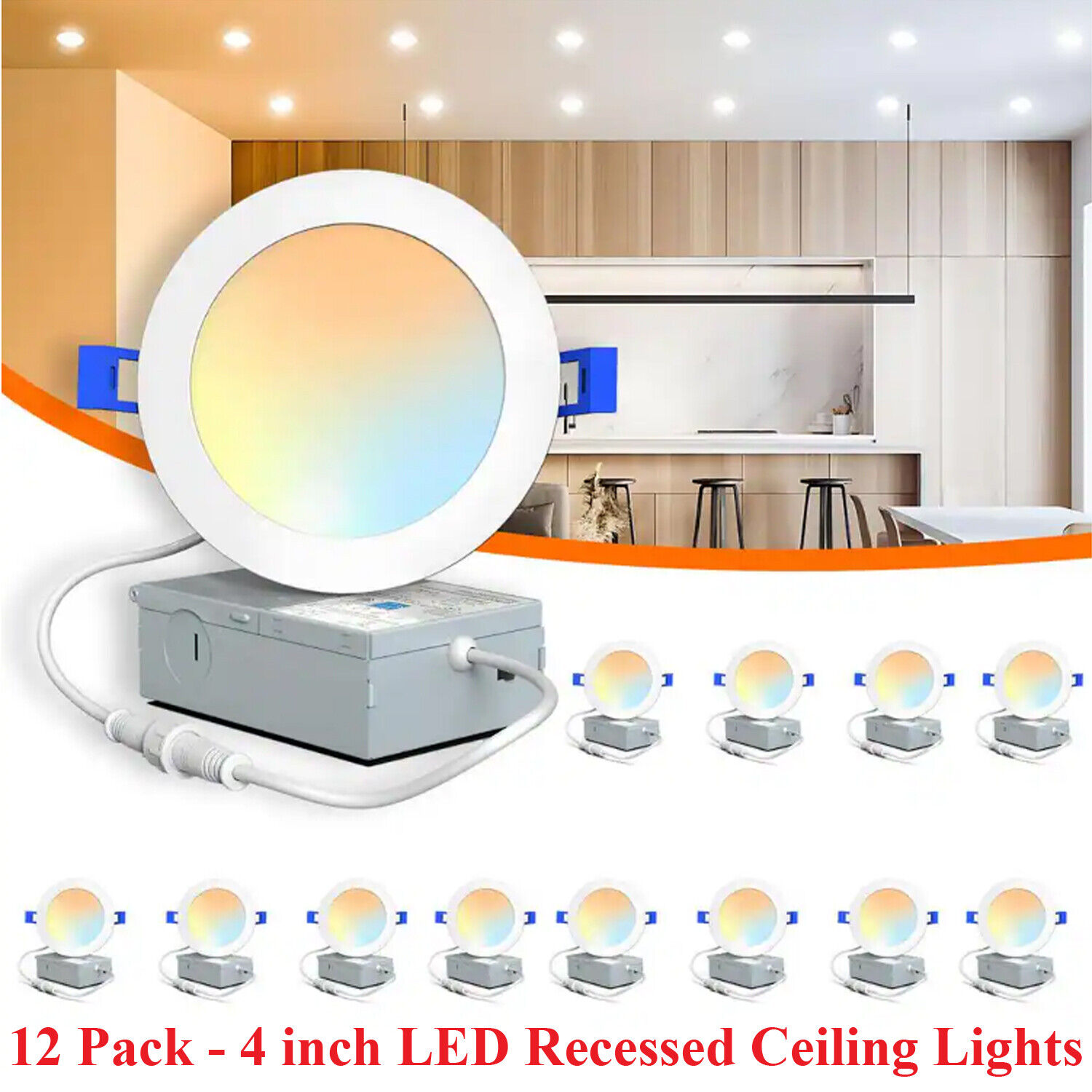 4 Inch 6 Inch 5CCT Dimmable Canless LED Recessed Ceiling Light with Night Light