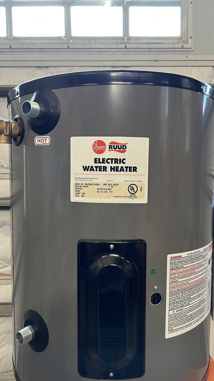 Rheem Ruud Commercial Electric Water Heater 240V 19.9 gal Single Phase EGSP20