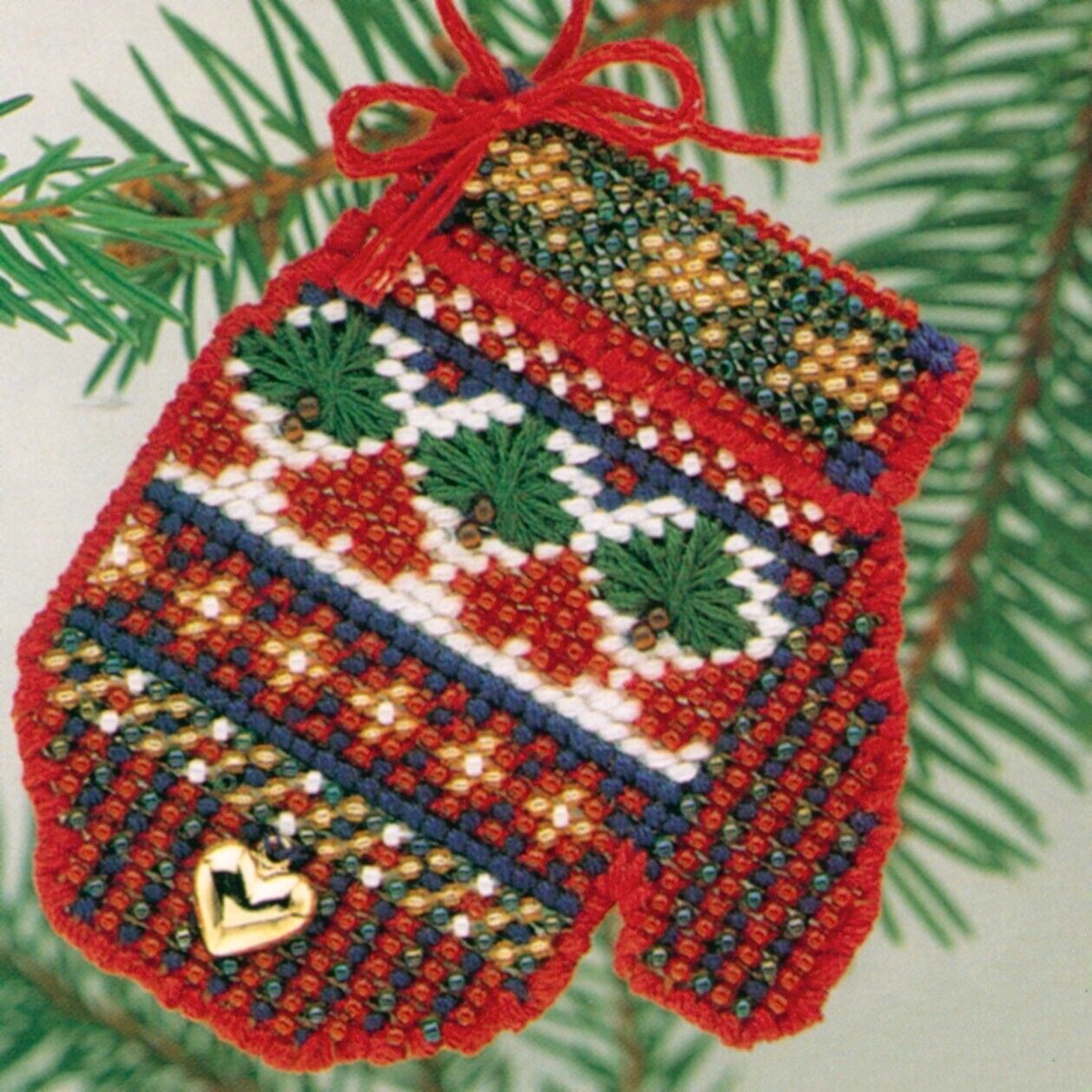 Sampler Beaded Cross Stitch Kit Mill Hill 2004 Mitten Ornaments