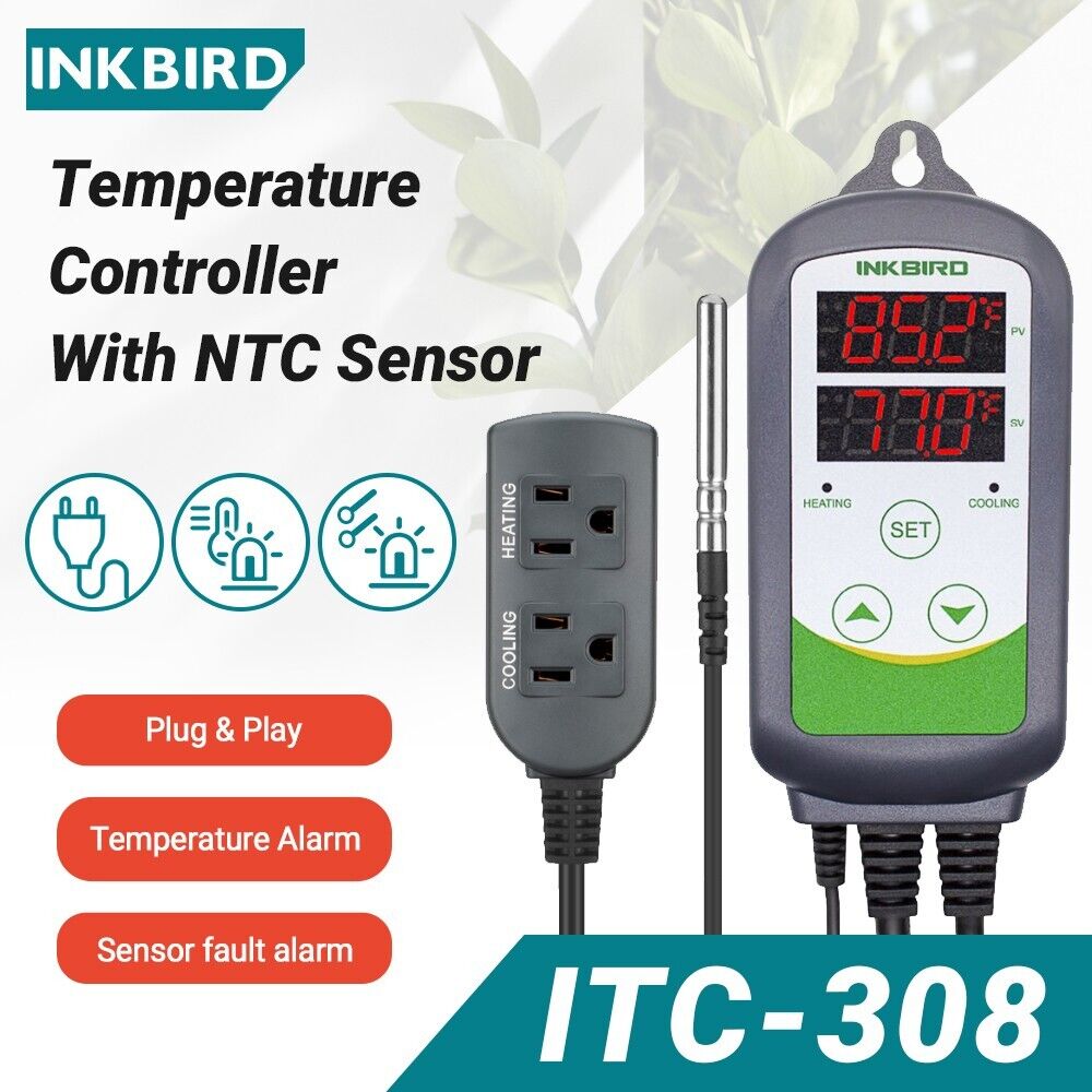 Inkbird Temperature Controller Thermostat ITC-308 Refrigerator Brewing Heating