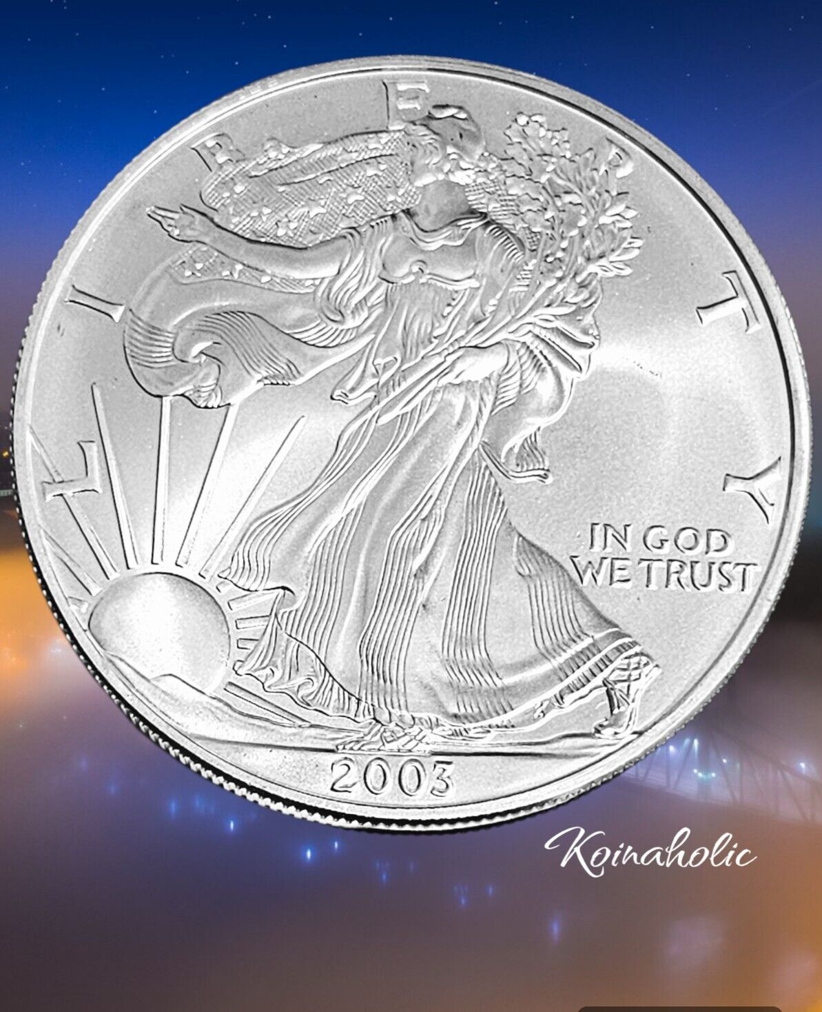 2003 American Silver Eagle 1 Troy Ounce .999 Fine Silver in Capsule pin