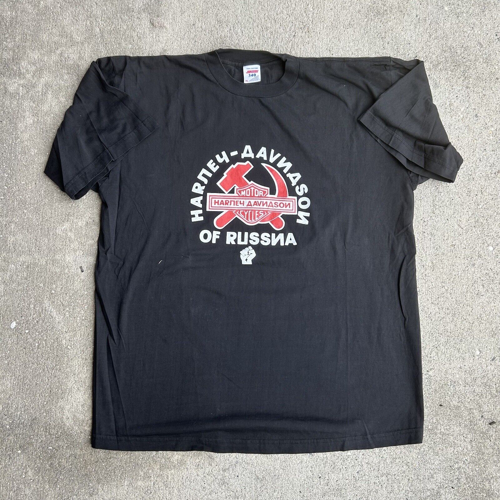 vintage 1980s harley davidson of Russia sickle graphic t shirt