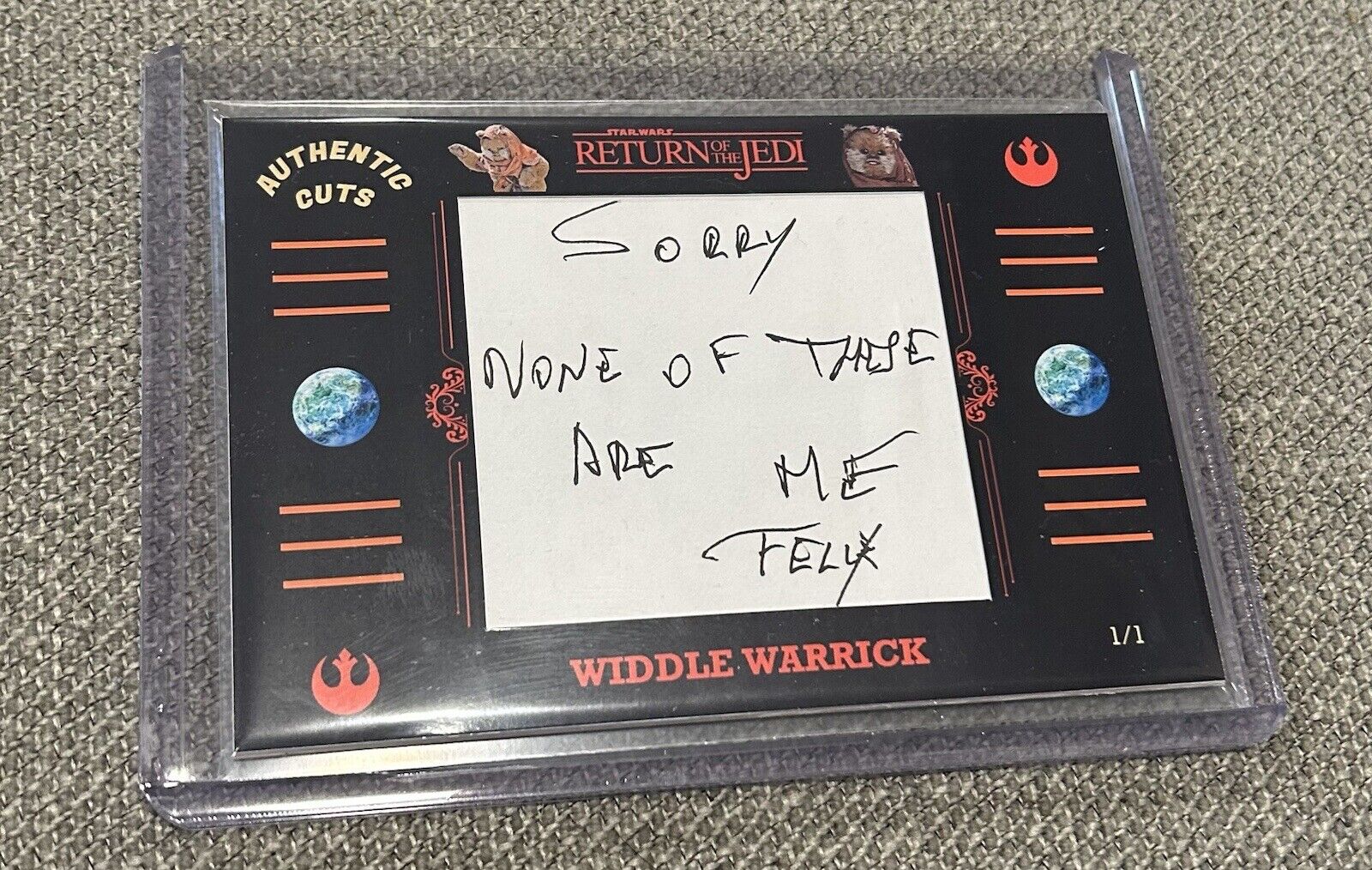 Felix Silla Jumbo Cut 1/1 Star Wars Card Rare Deceased Widdle Warrick Ewok