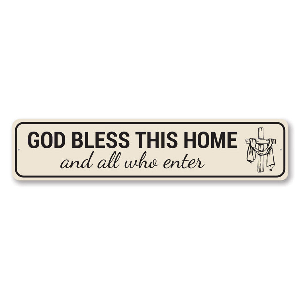 God Bless This Home Sign, Religious Sign, Christian Inspirational Metal Sign