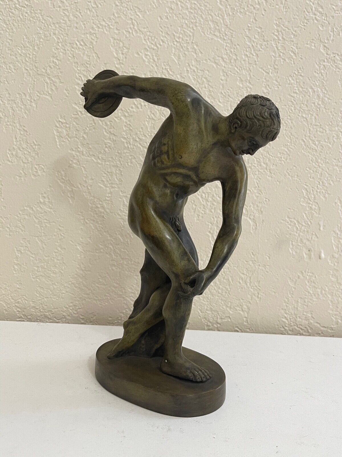 Vintage Bronze Discus Thrower After The Disobalus of Myron Sculpture Figurine