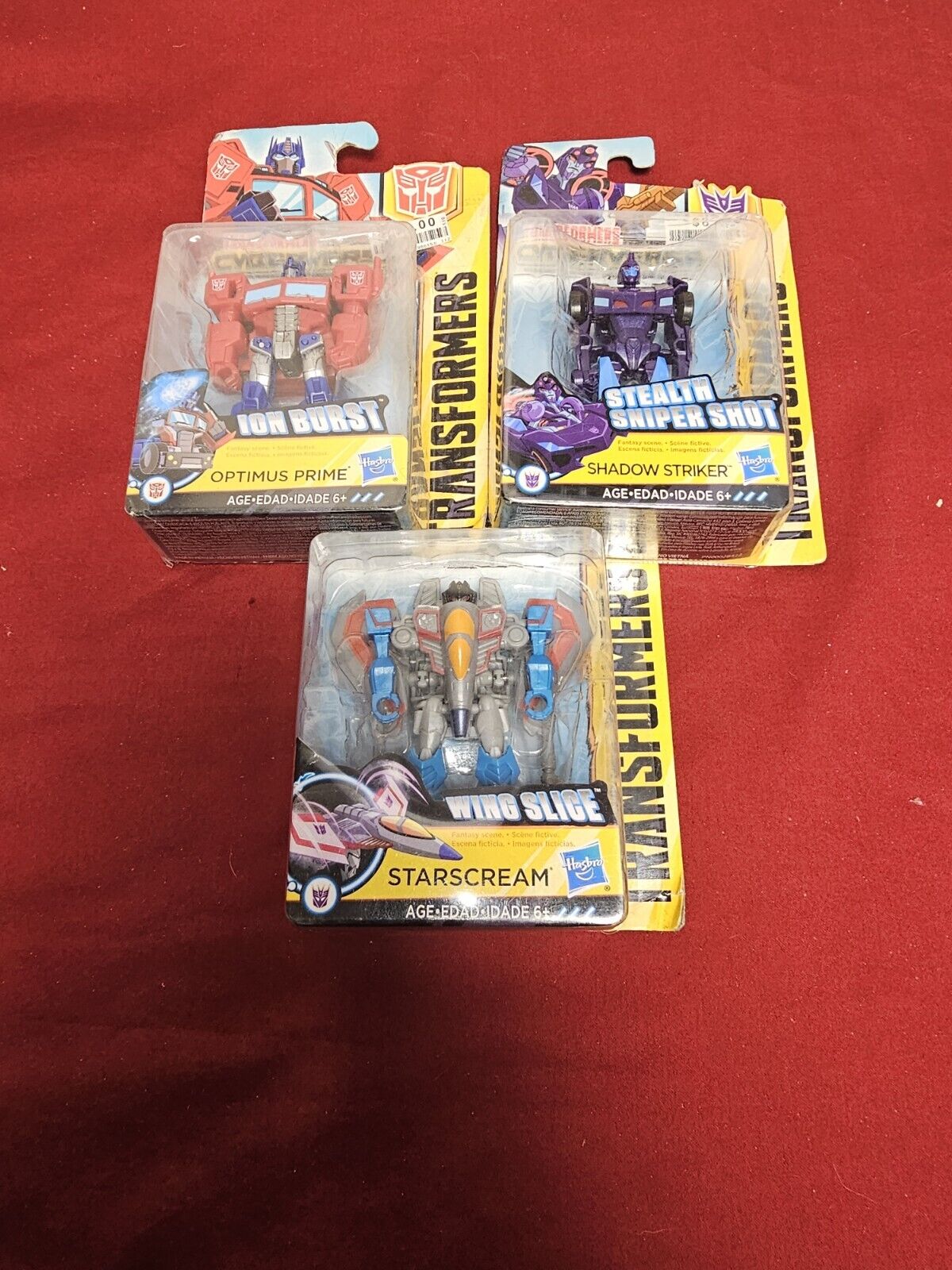 NEW Lot of 3 Transformers Cyberverse Robot Figures Optimus Prime Wing Slice Stea