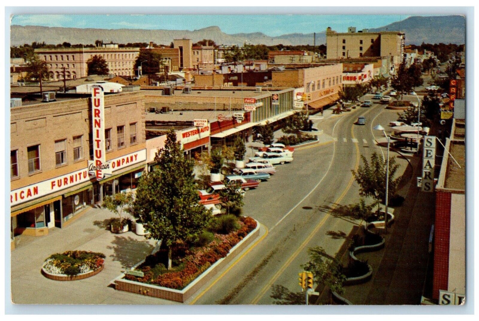 c1950's Main Street View Furniture Cars Grand Junction Colorado CO Postcard