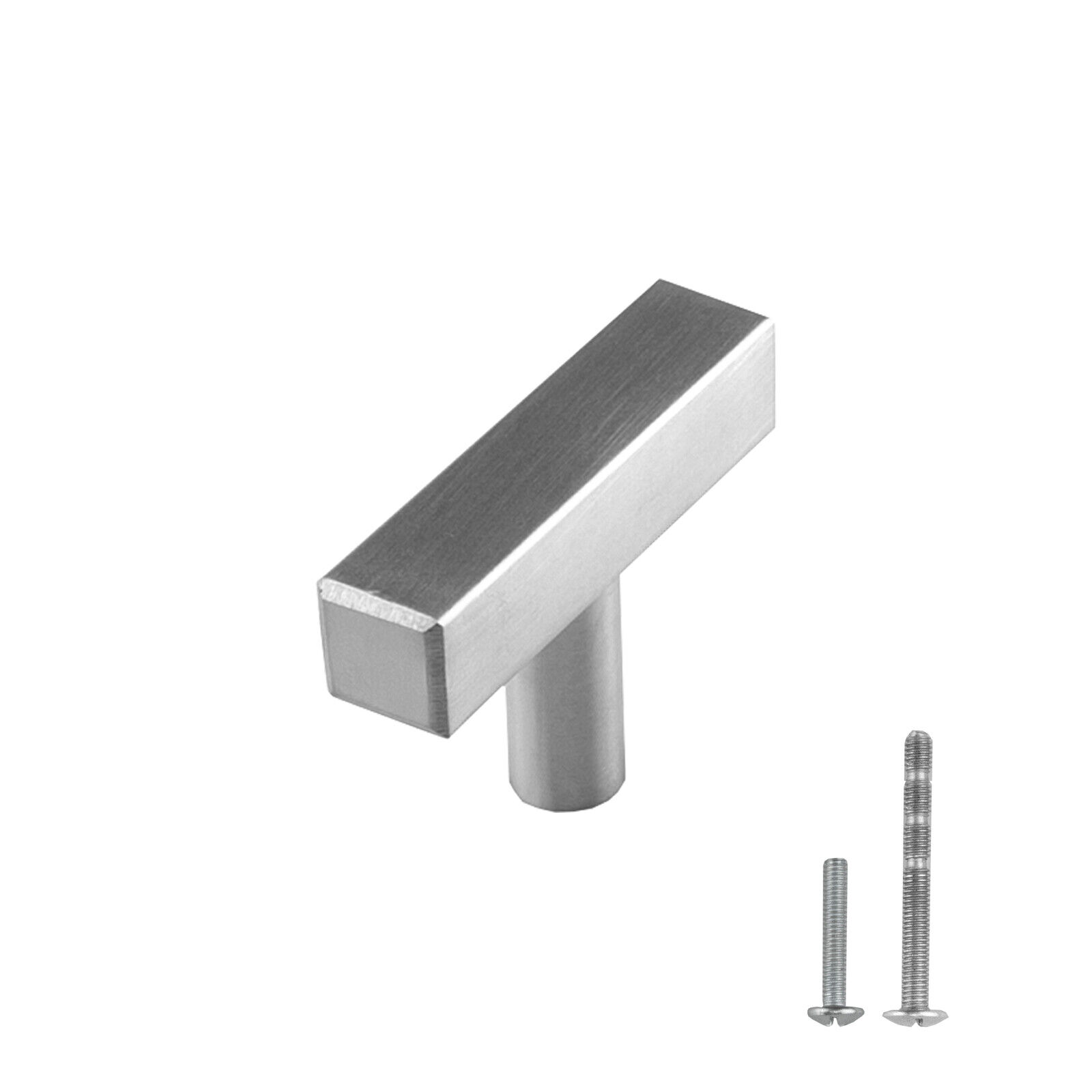 Brushed Nickel Square Modern Cabinet Handles Pulls Knobs Kitchen Stainless Steel