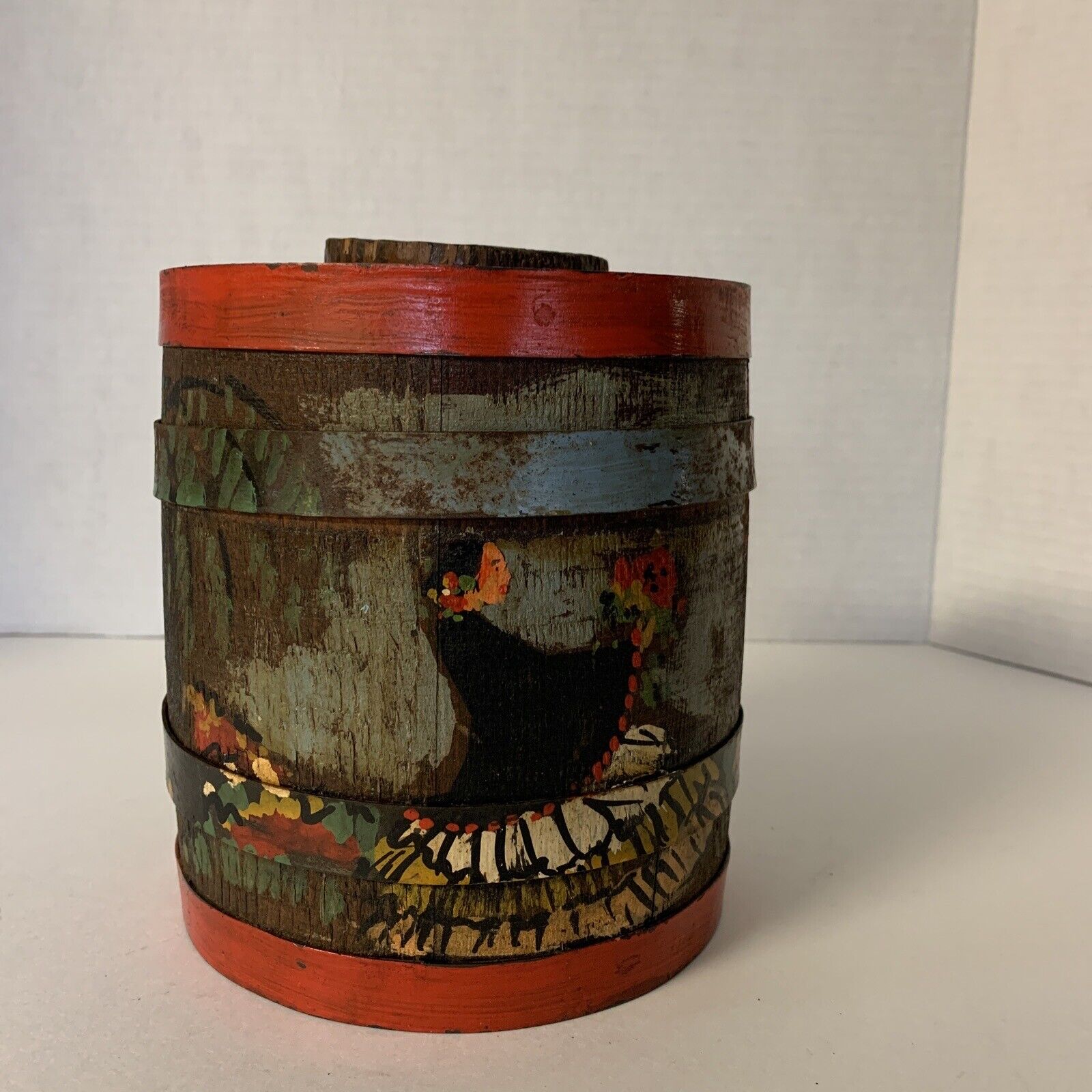Vintage Small Wooden Spice Barrel