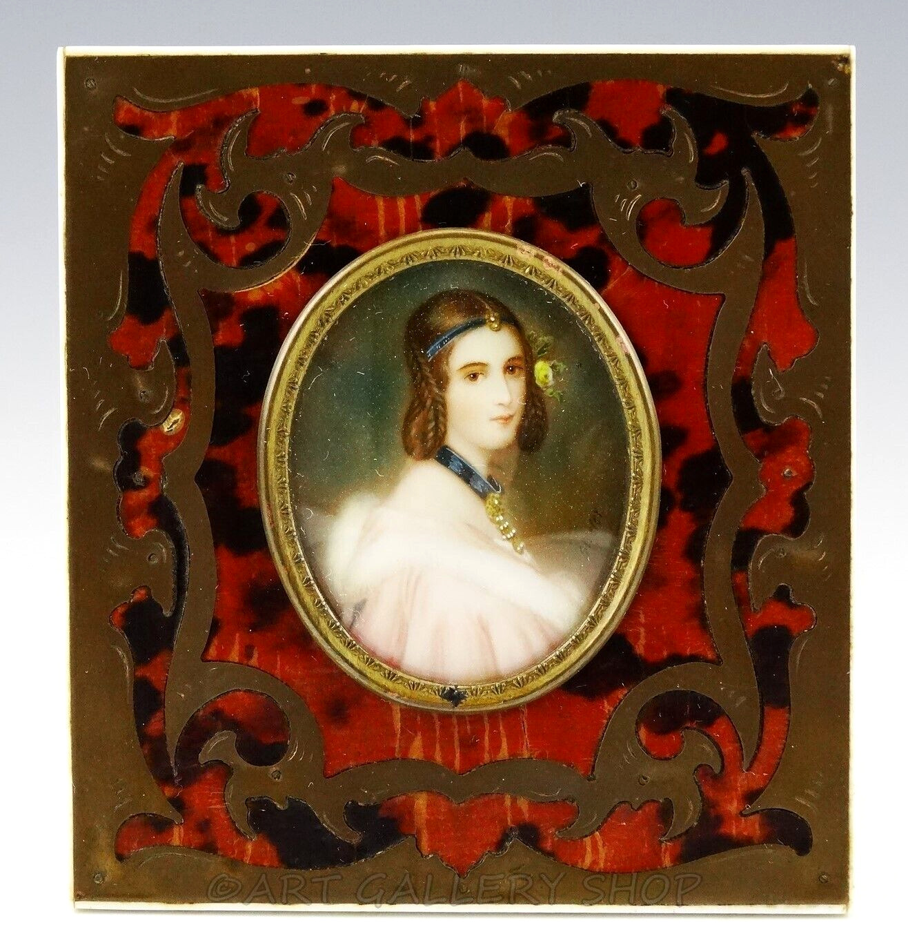 Antique Joseph Karl Stieler PORTRAIT OF LADY JANE ERSKINE Miniature Painting