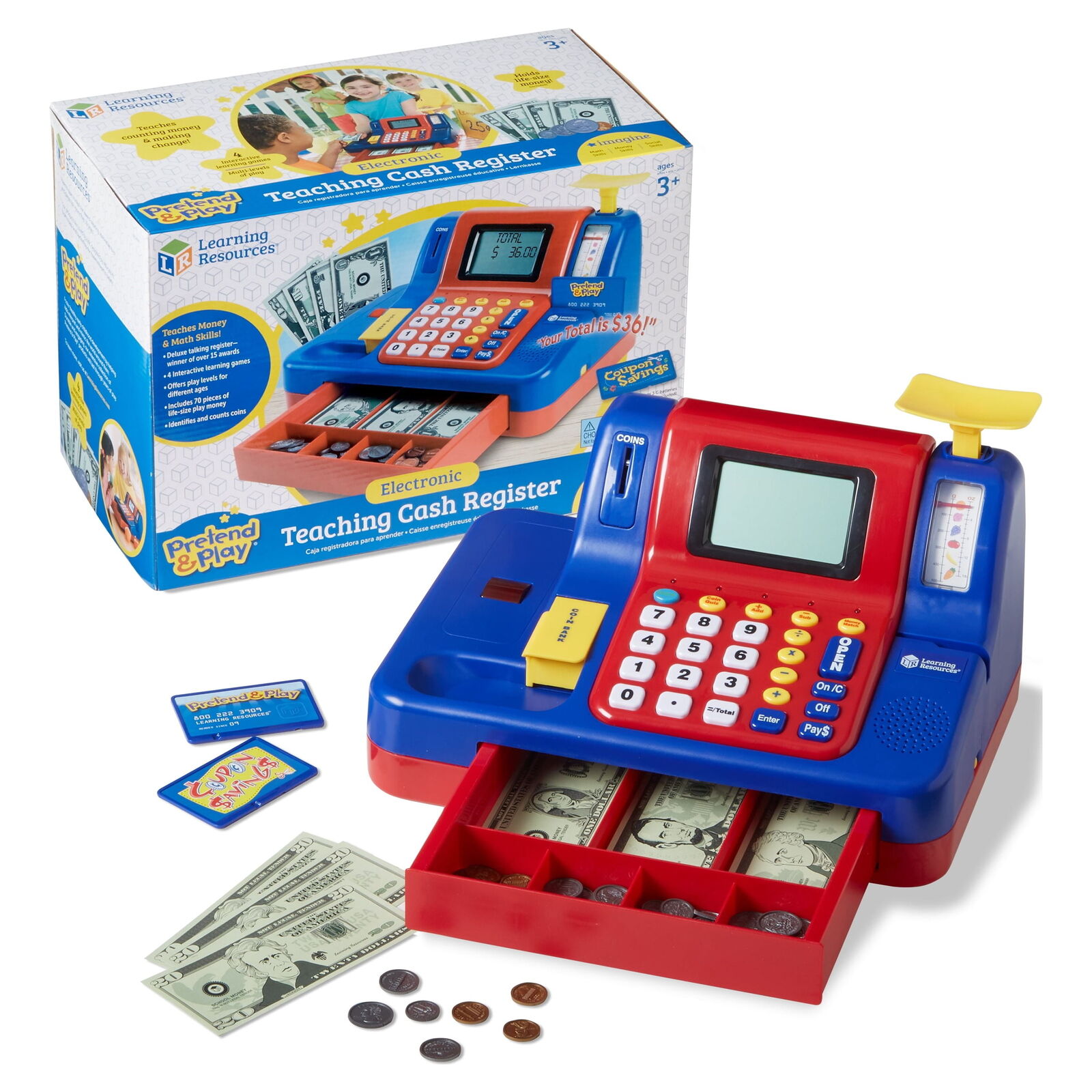 Learning Resources Pretend & Play Teaching Cash Register,  Play Cash Register,