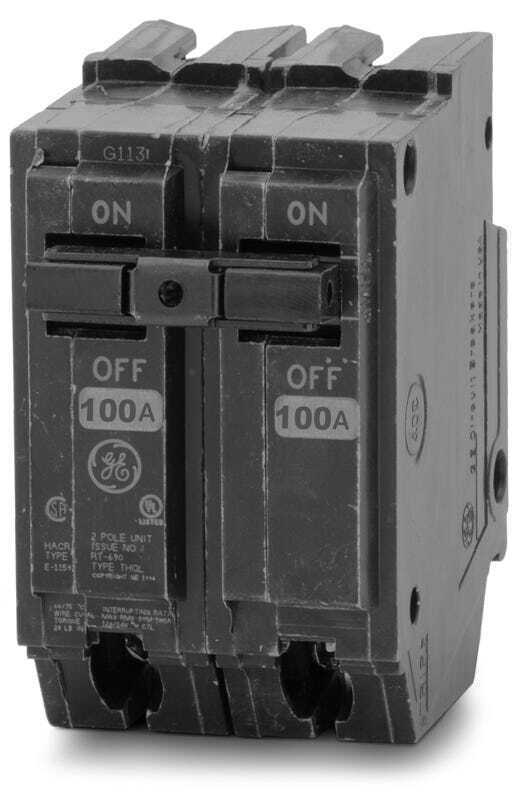 GE 2 Pole 100A 120/240VAC THQL21100 Clip in Circuit Breaker new style USED