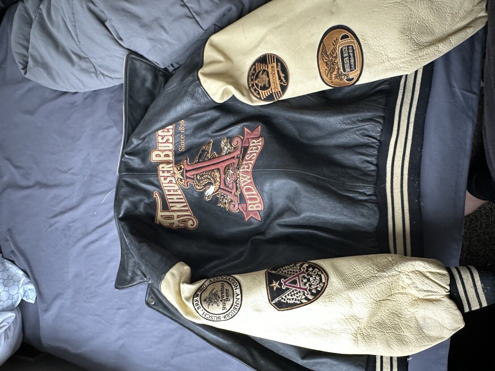 Vintage Anheuser Busch Leather Jacket Medium 
