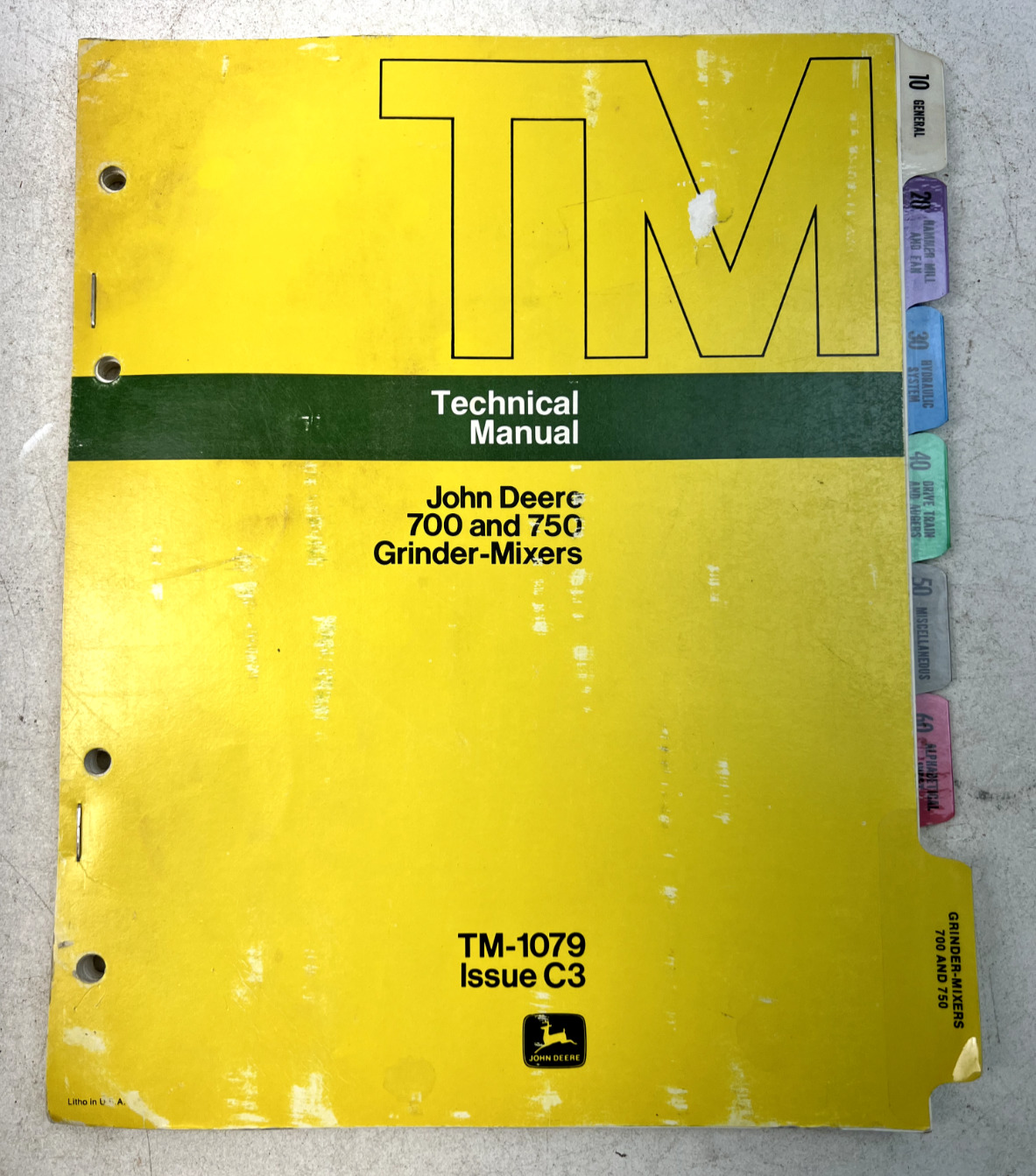 Vintage 1973 John Deere 700 and 750 Grinder-Mixers Technical Manual