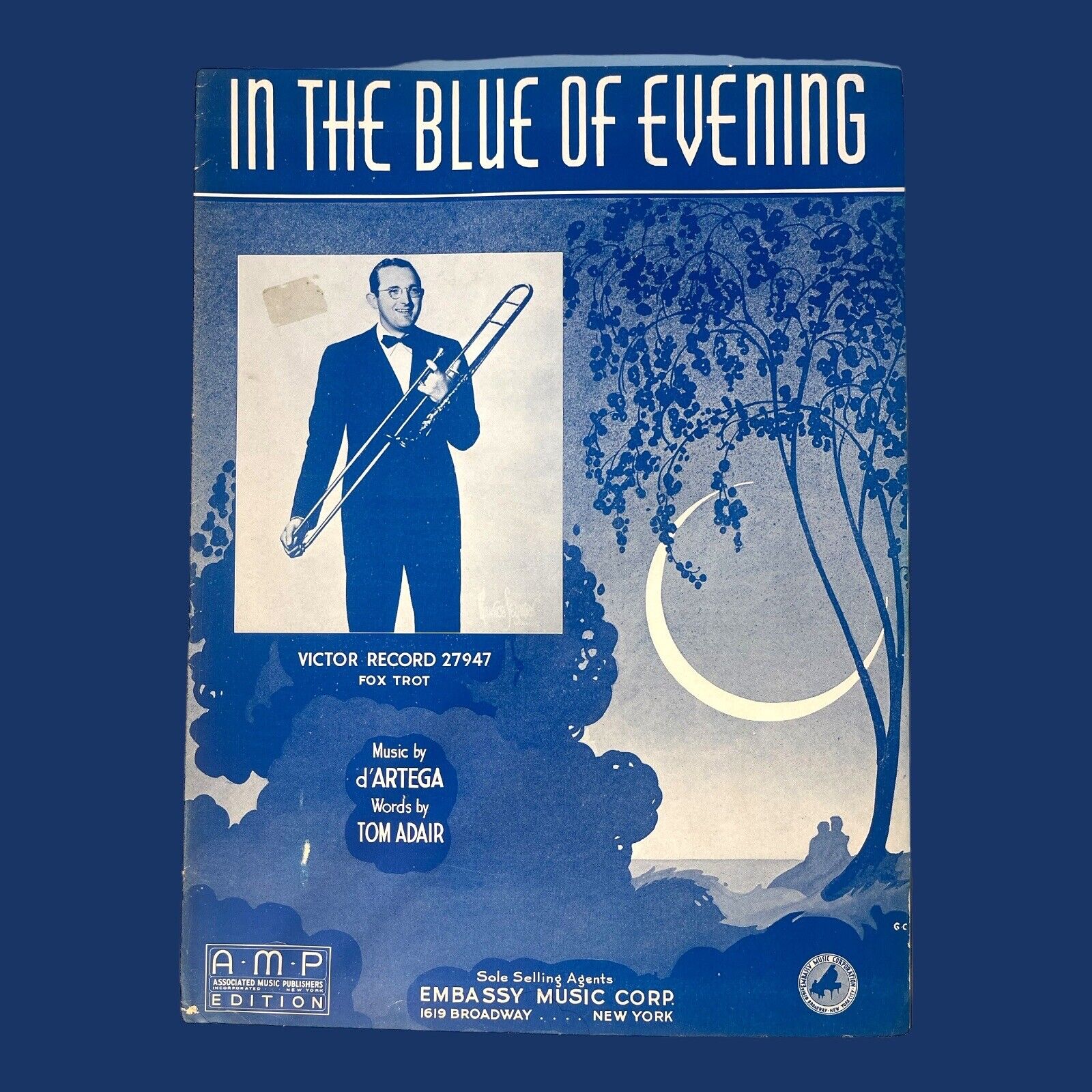 In The Blue Of Evening Sheet Music d’Artega Tim Adair Dorsey Jazz Fox Trot 1940