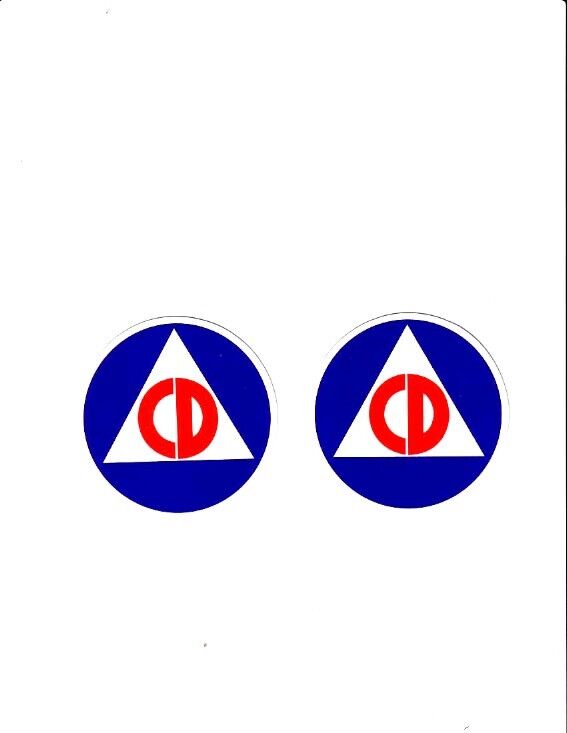 CIVIL DEFENSE STICKERS 2 Two 3 INCH FEDERAL WARNING SIGNAL SIREN Decals Stickers