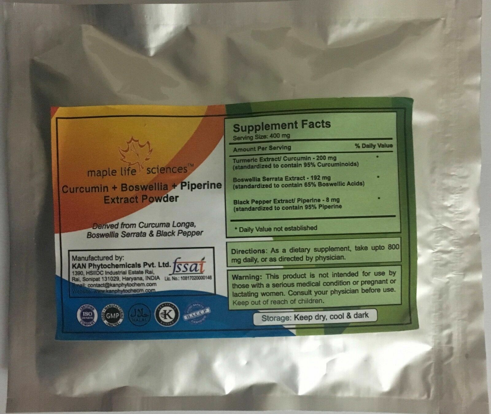 CURCUMIN & BOSWELLIA + PIPERINE Extract Powder Pure & High Quality Extracts