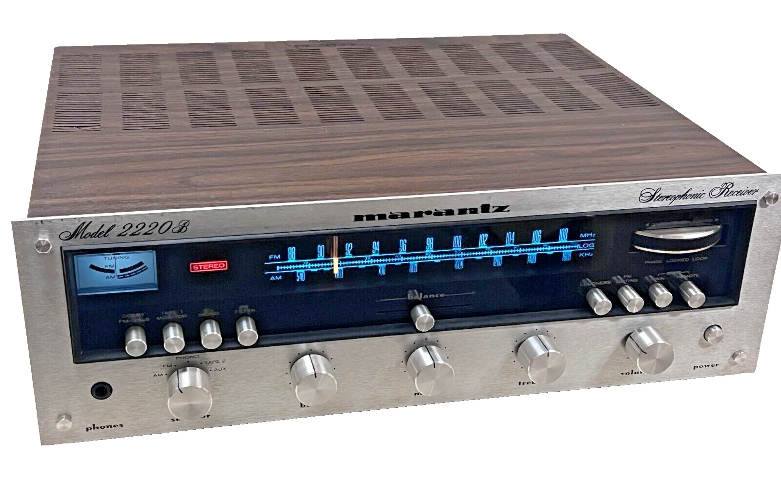 Vintage Marantz 2220B, 20W AM/FM Stereo Receiver, 1972, Fully Restored.